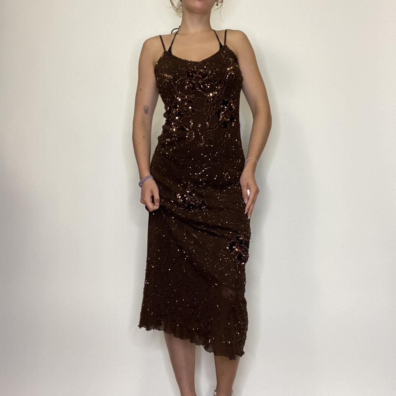 Beaded sequin mesh maxi dress Brand: H&D Modelled... - Depop
