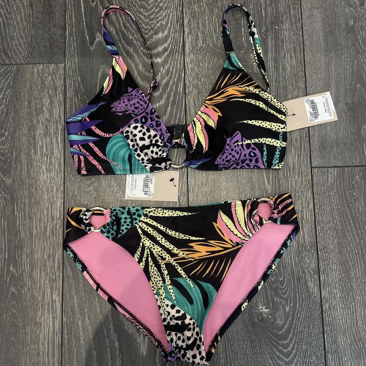 Leopard print jungle print bikini set Bottoms size... - Depop