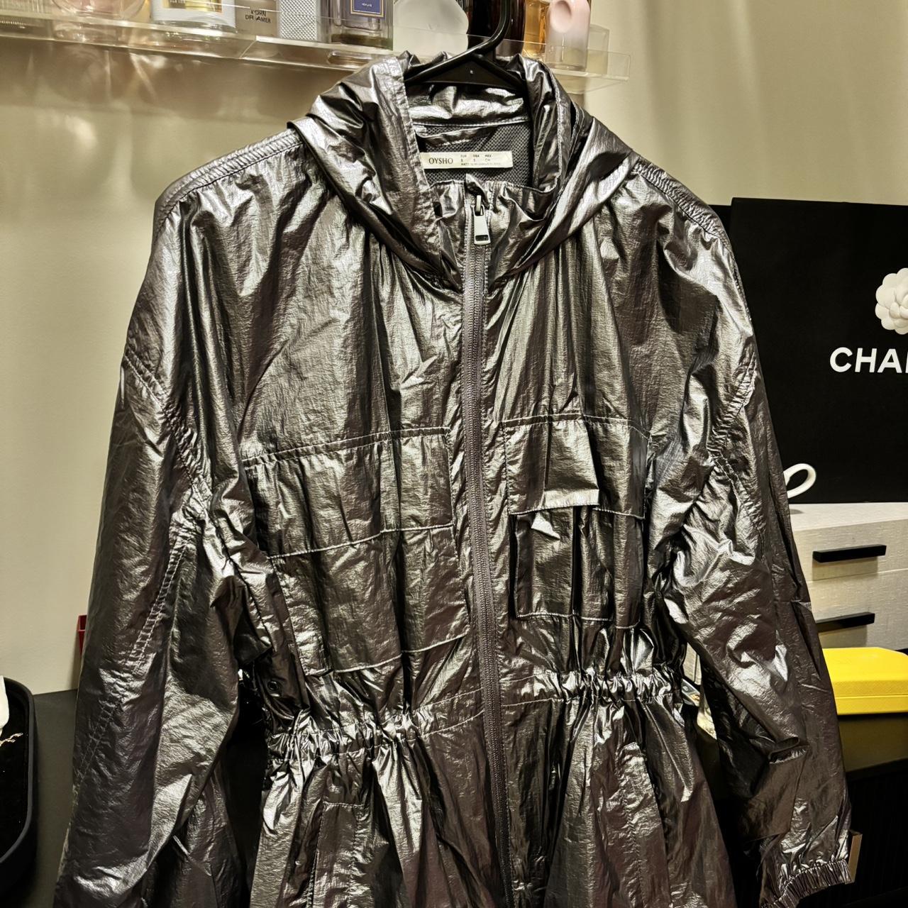 Silver metallic zip up jacket from Oyshi | Depop