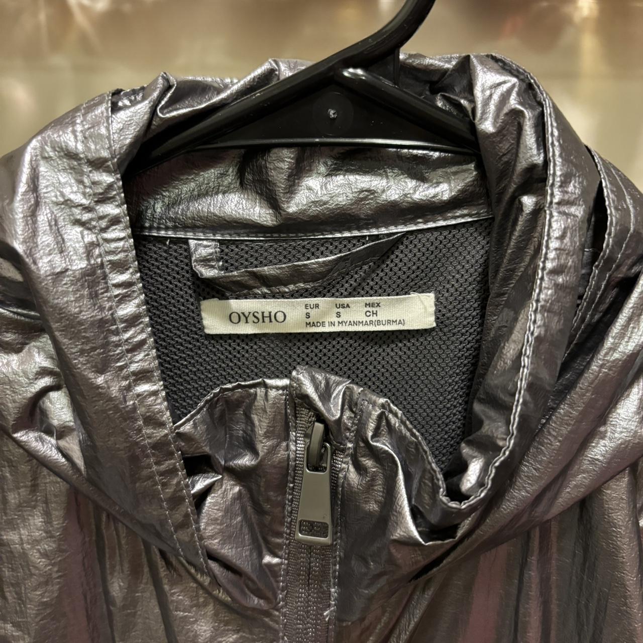 Silver metallic zip up jacket from Oyshi | Depop