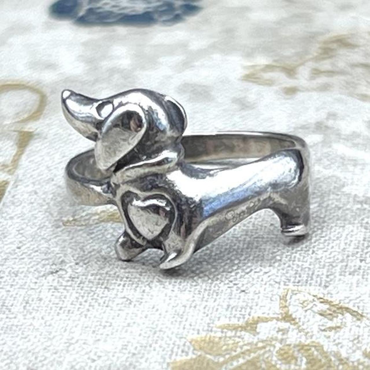 Sterling silver cheap dachshund ring