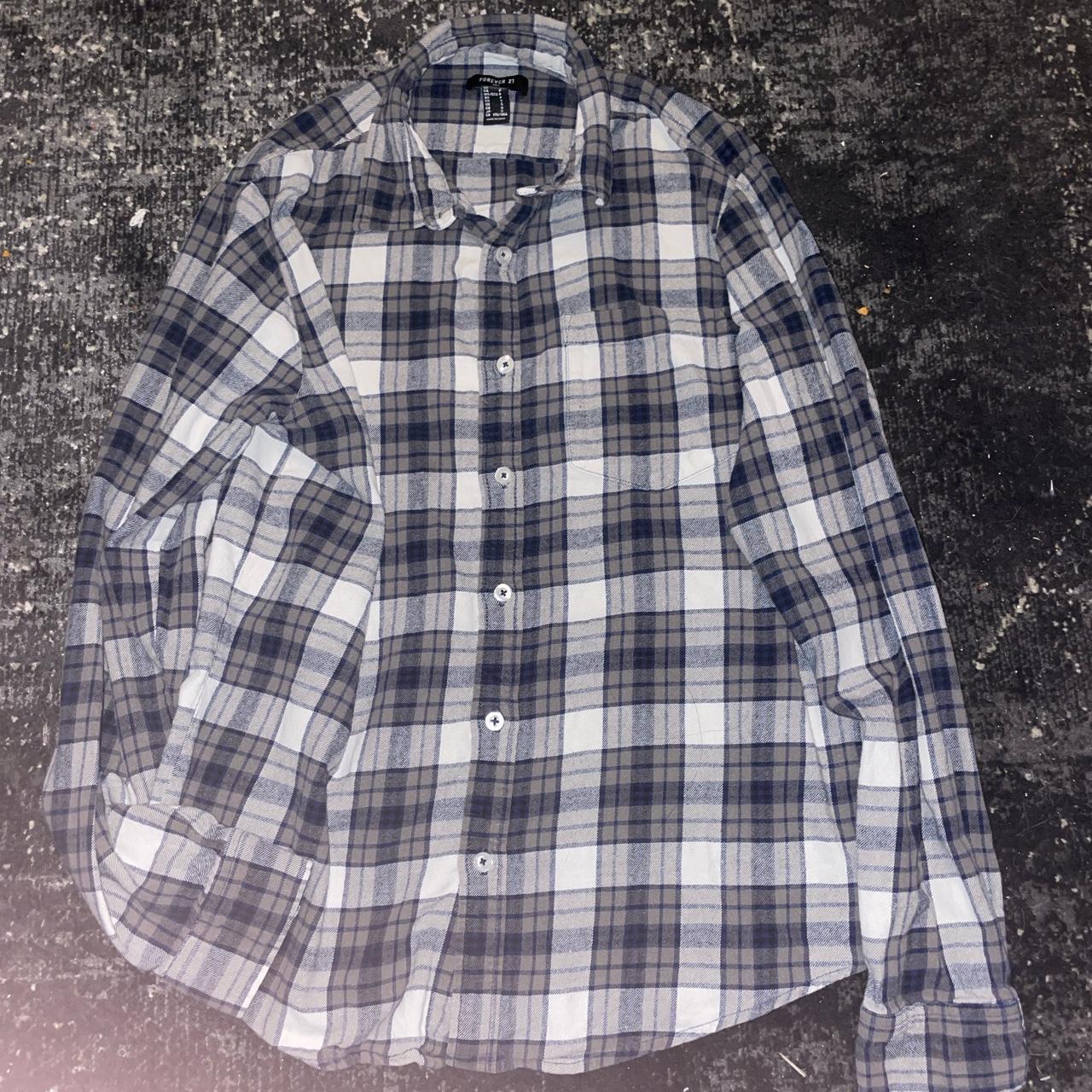 Forever 21 Men's Navy and Grey Shirt | Depop