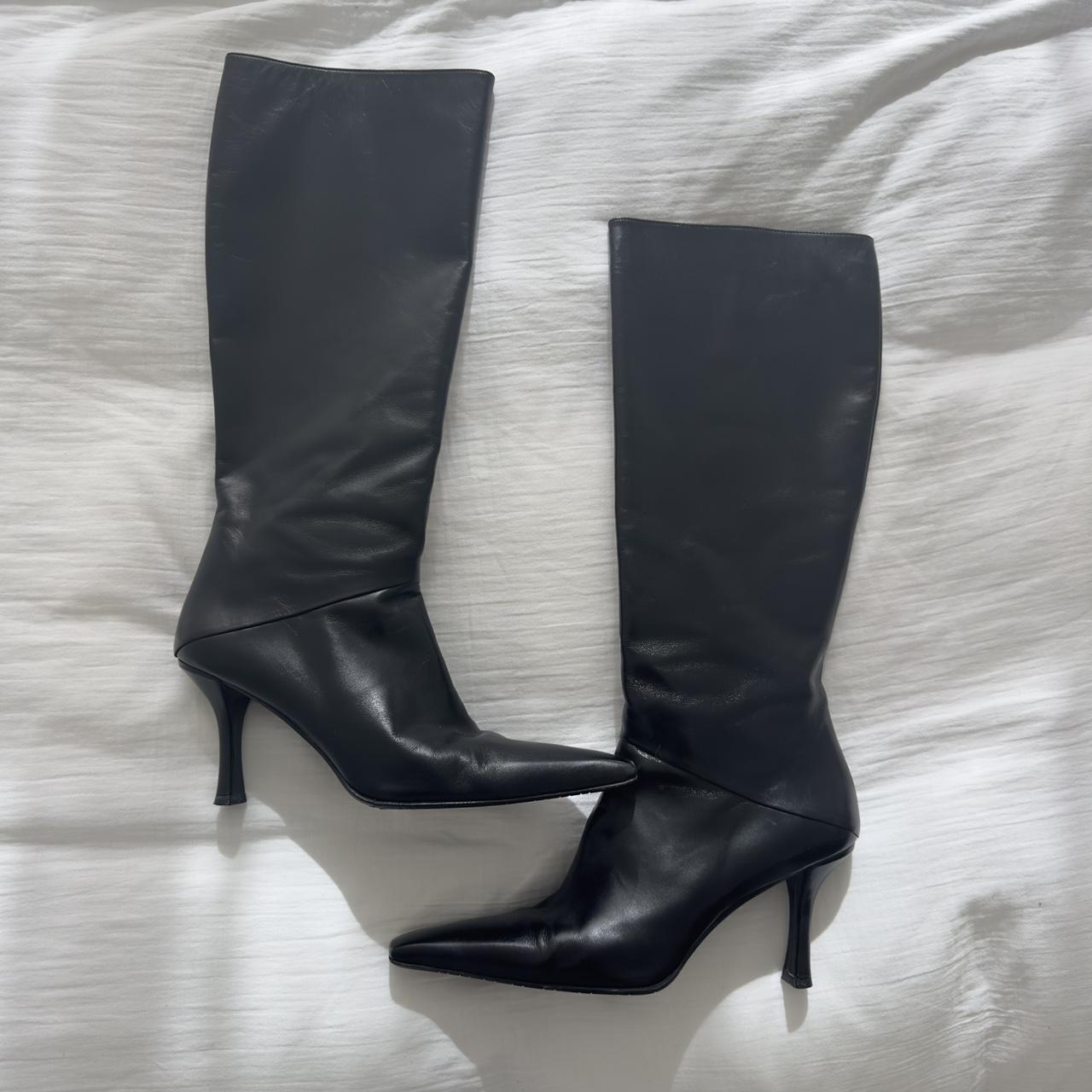 Vintage Stuart Weitzman black knee high boots The... - Depop