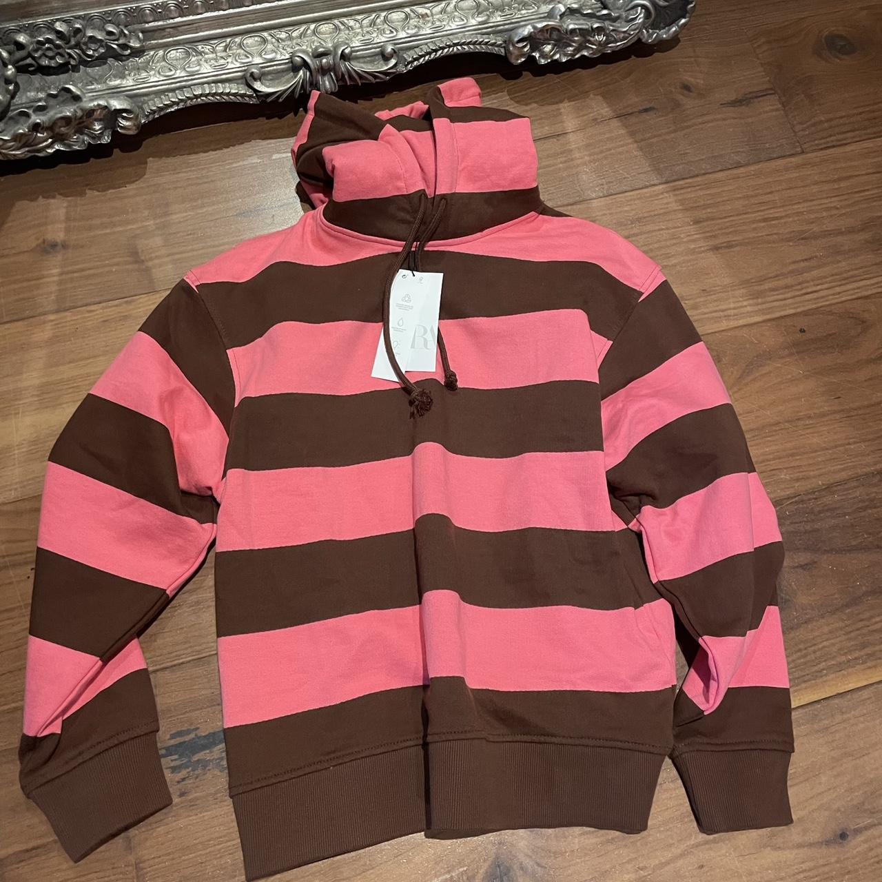 Zara Pink and Brown hoodie size Small Depop