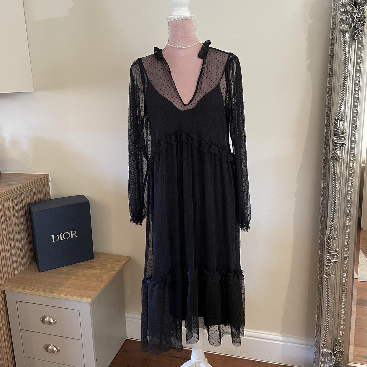 Zara Black Lace midi Dress Size Small RRP... Depop