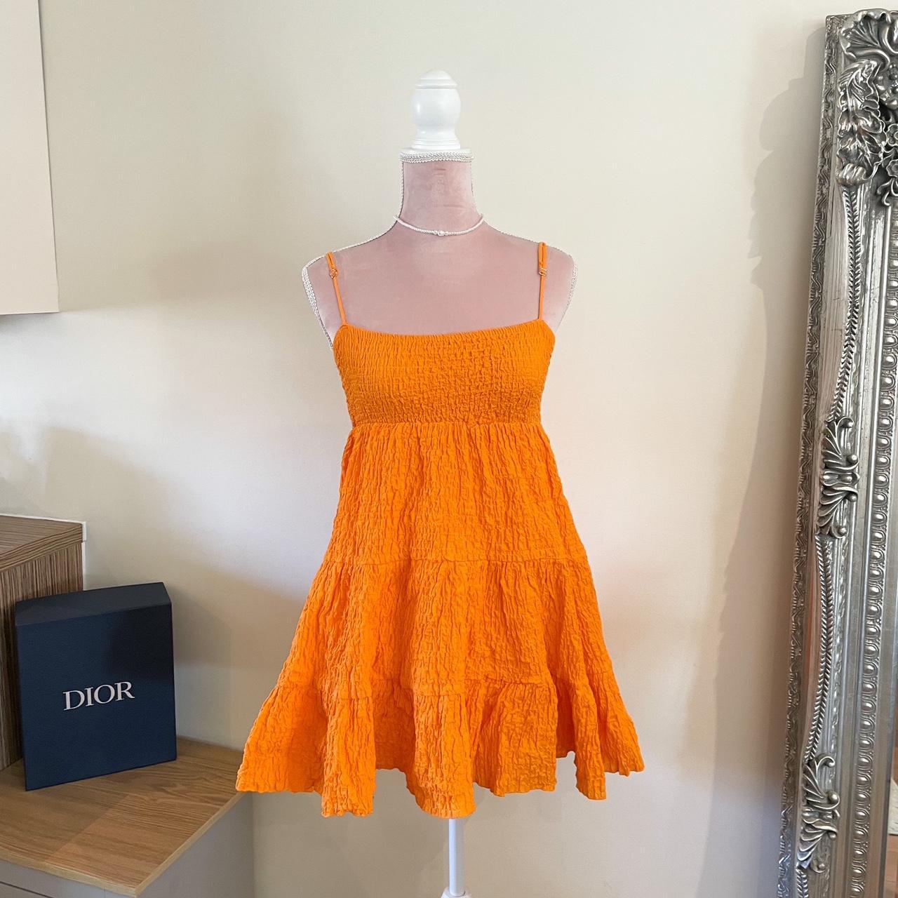 🍊 Zara Orange Frill Dress Size Small 🍊Brand New... Depop