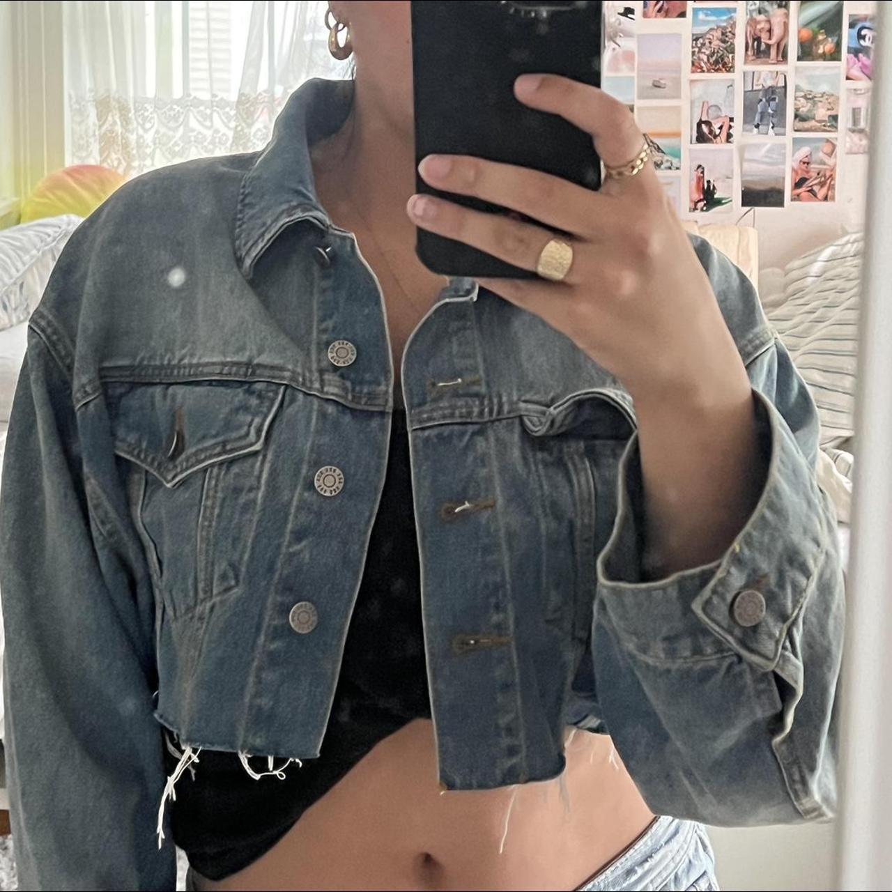 cropped denim jacket #denimjacket #jacket... - Depop