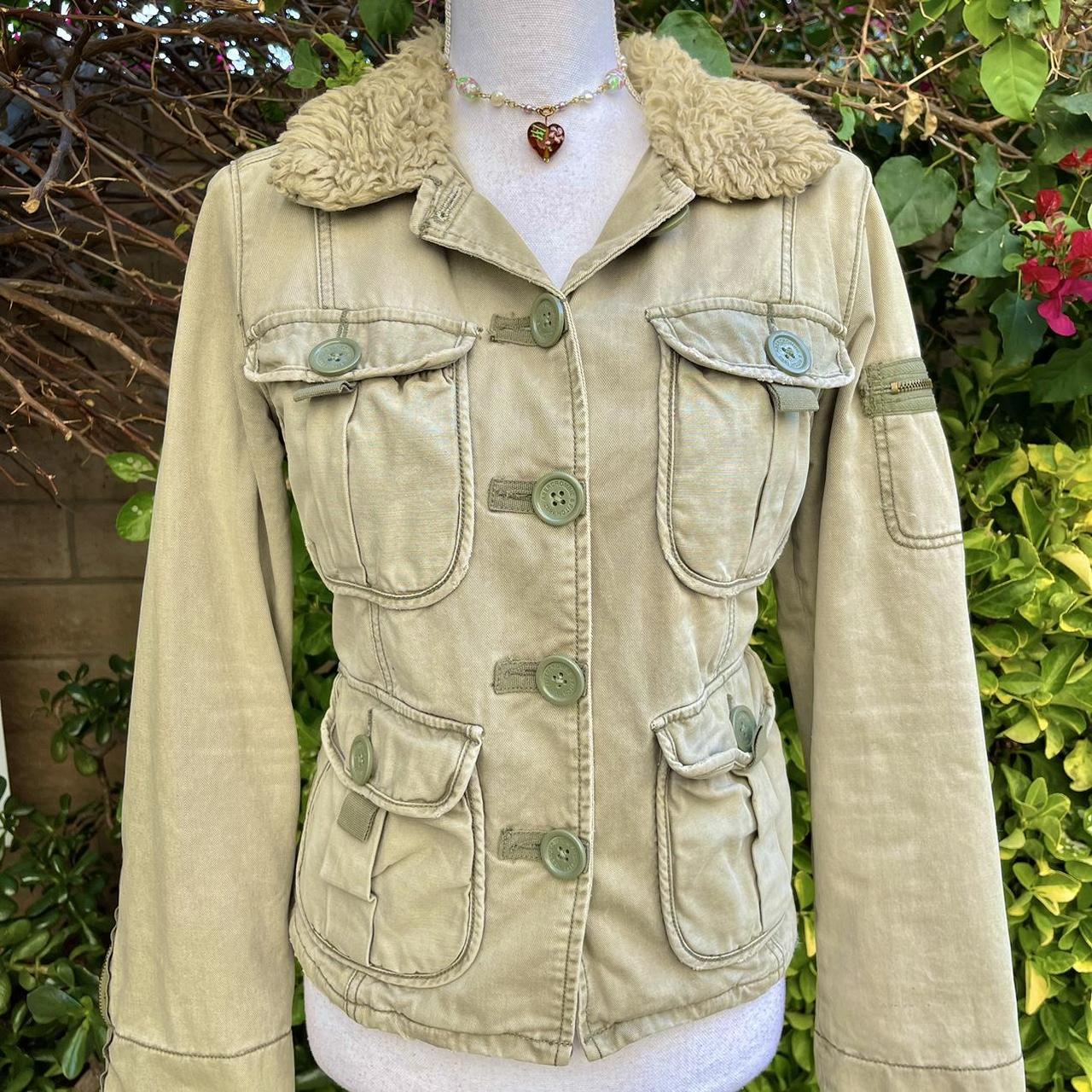 boho cargo army jacket ☽༓･*˚⁺‧ sherpa trim, penny... Depop
