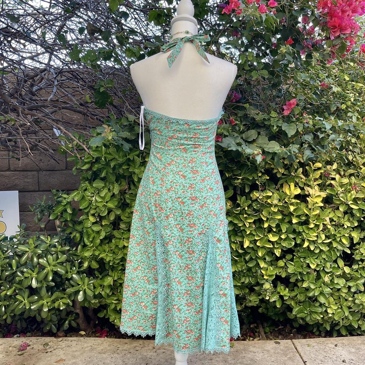 Betsey Johnson Women's Green and Pink Dress | Depop