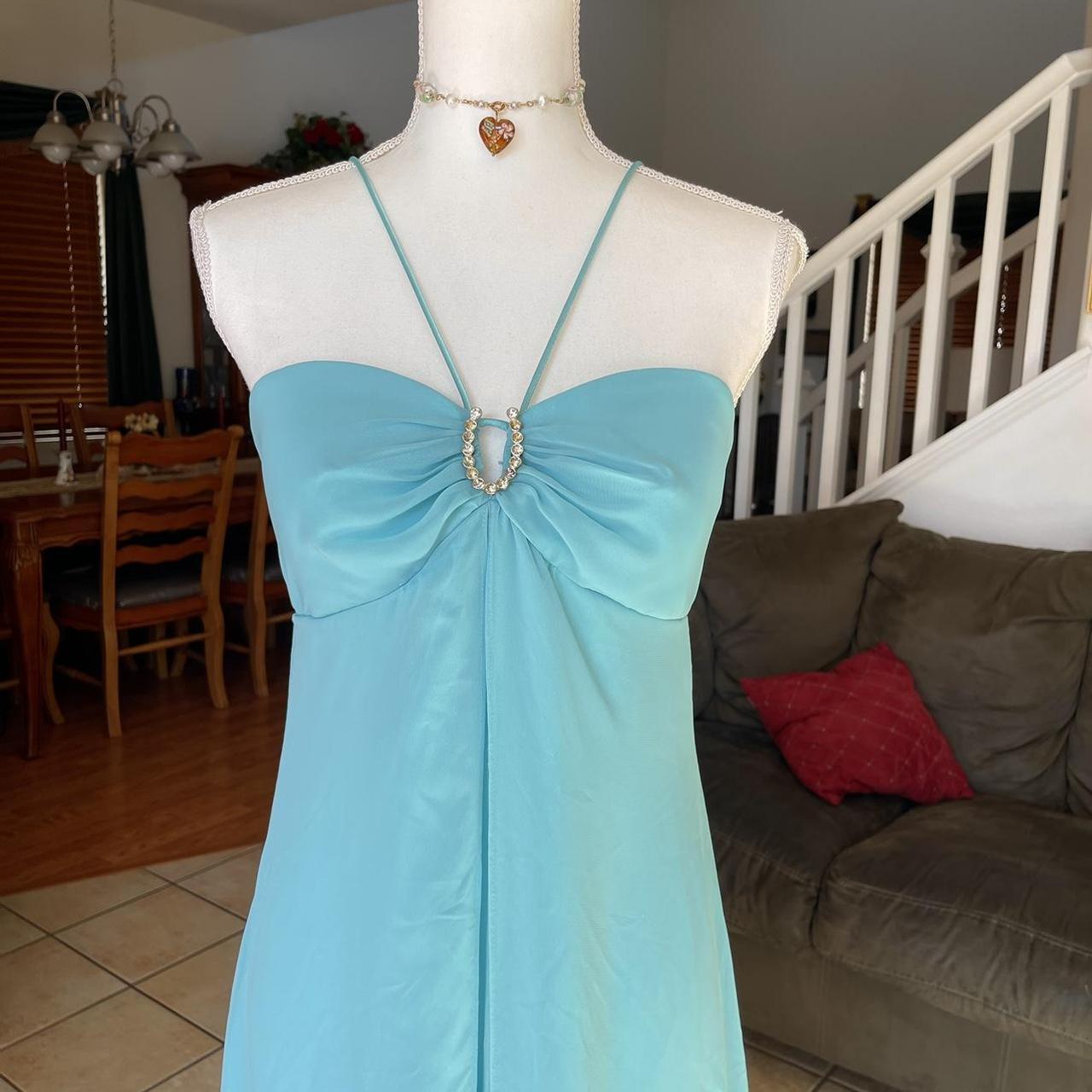 90s mermaid core prom dress ☽༓･*˚⁺‧͙ halter top open... - Depop