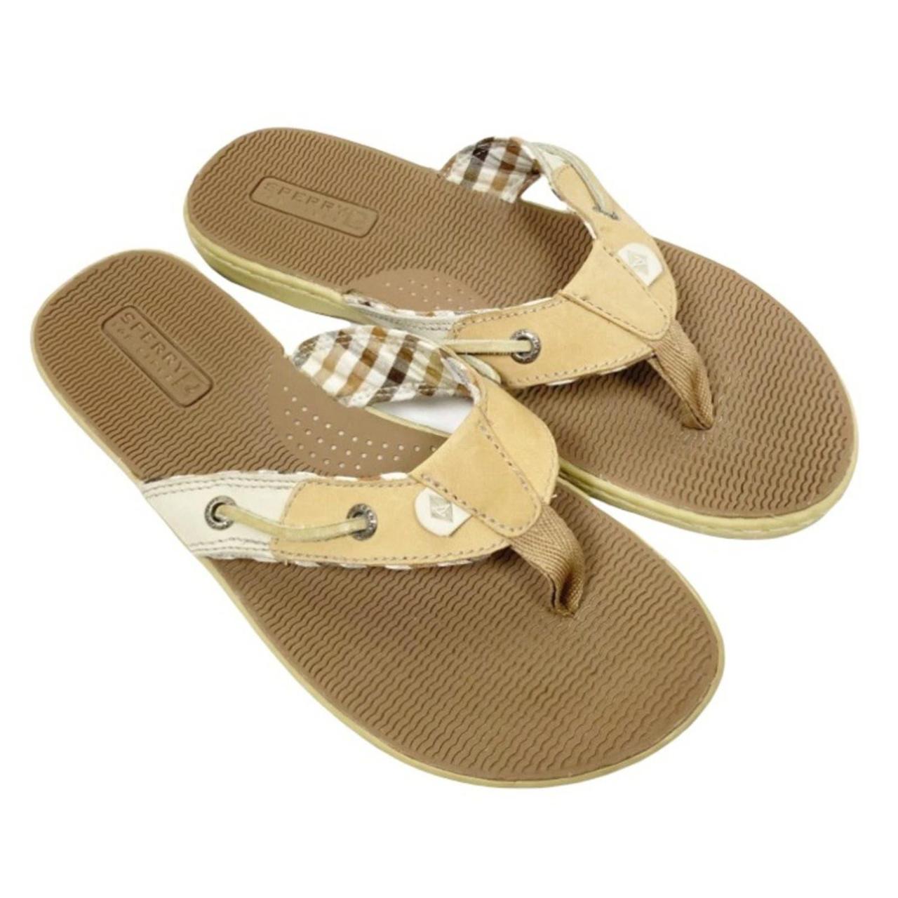 Sperry topsider seafish tan cream thong sandals Sz 7 Depop