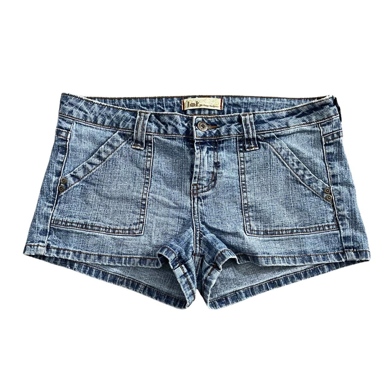 Y2k girly grunge low rise denim shorts Brand is... - Depop