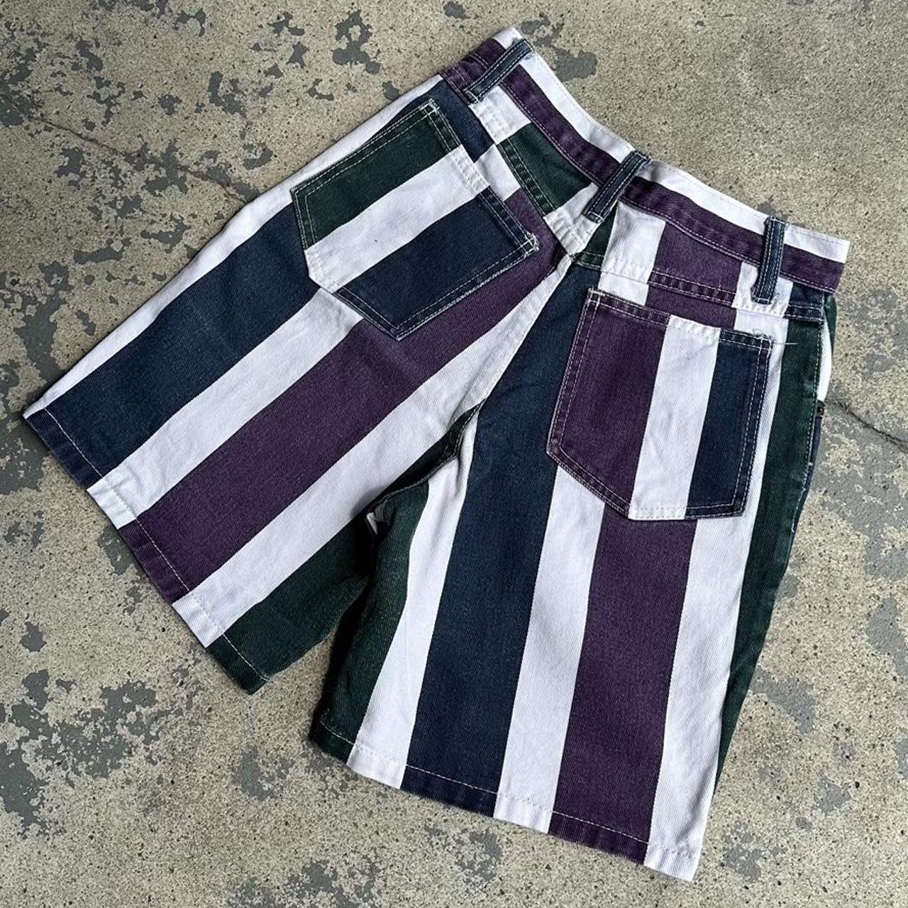 Vintage 90s Striped Color Block Shorts Jorts Great... Depop