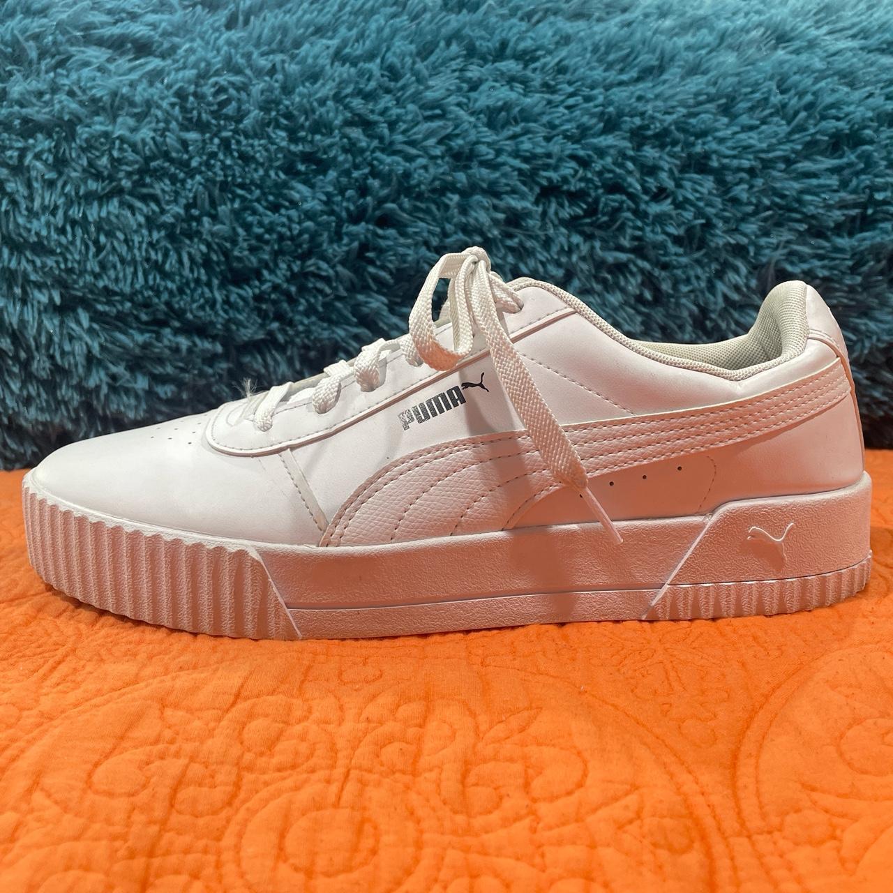 Super Comfy white platform Puma sneakers, worn once... - Depop