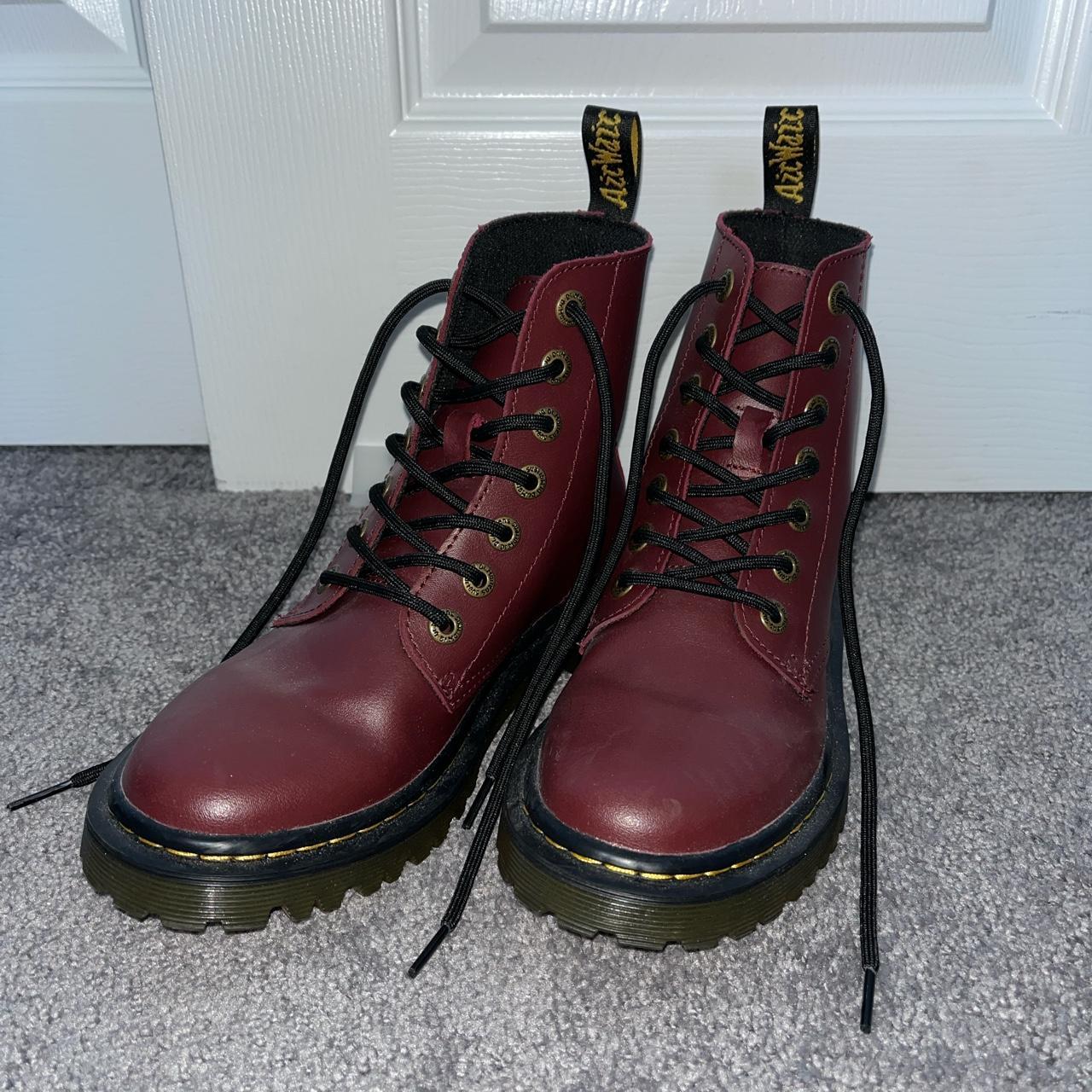 Doc Marten Luana boots in Maroon Size 6 US Size 4... - Depop