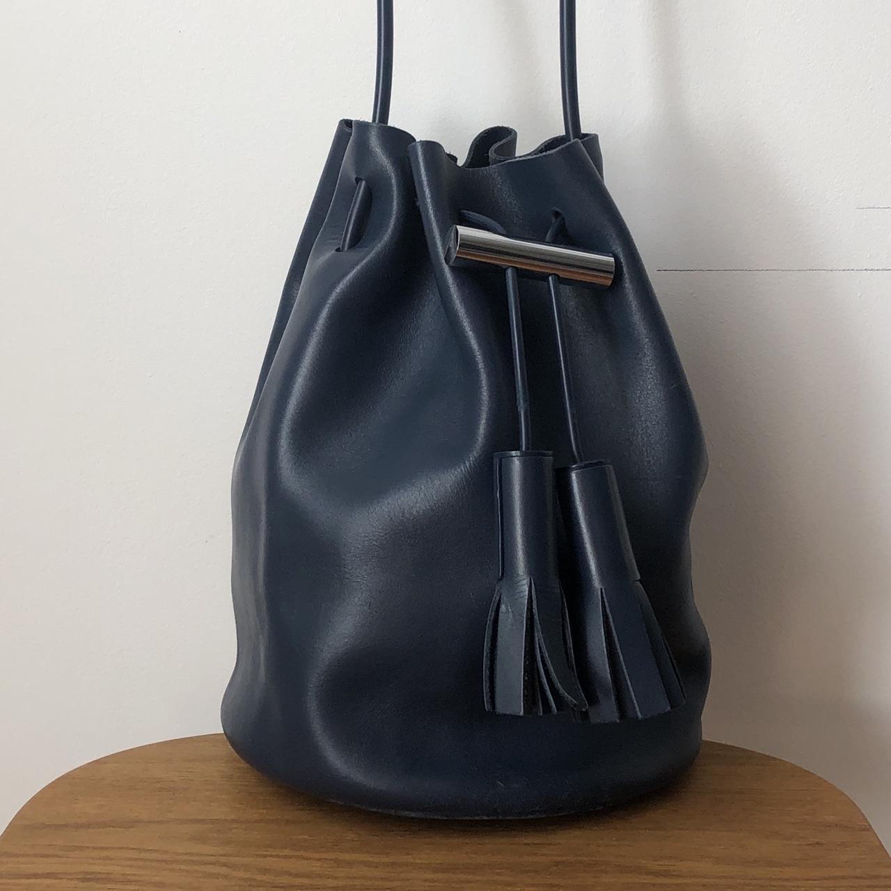 BUILDING BLOCK bucket bag navy blue leather that... Depop