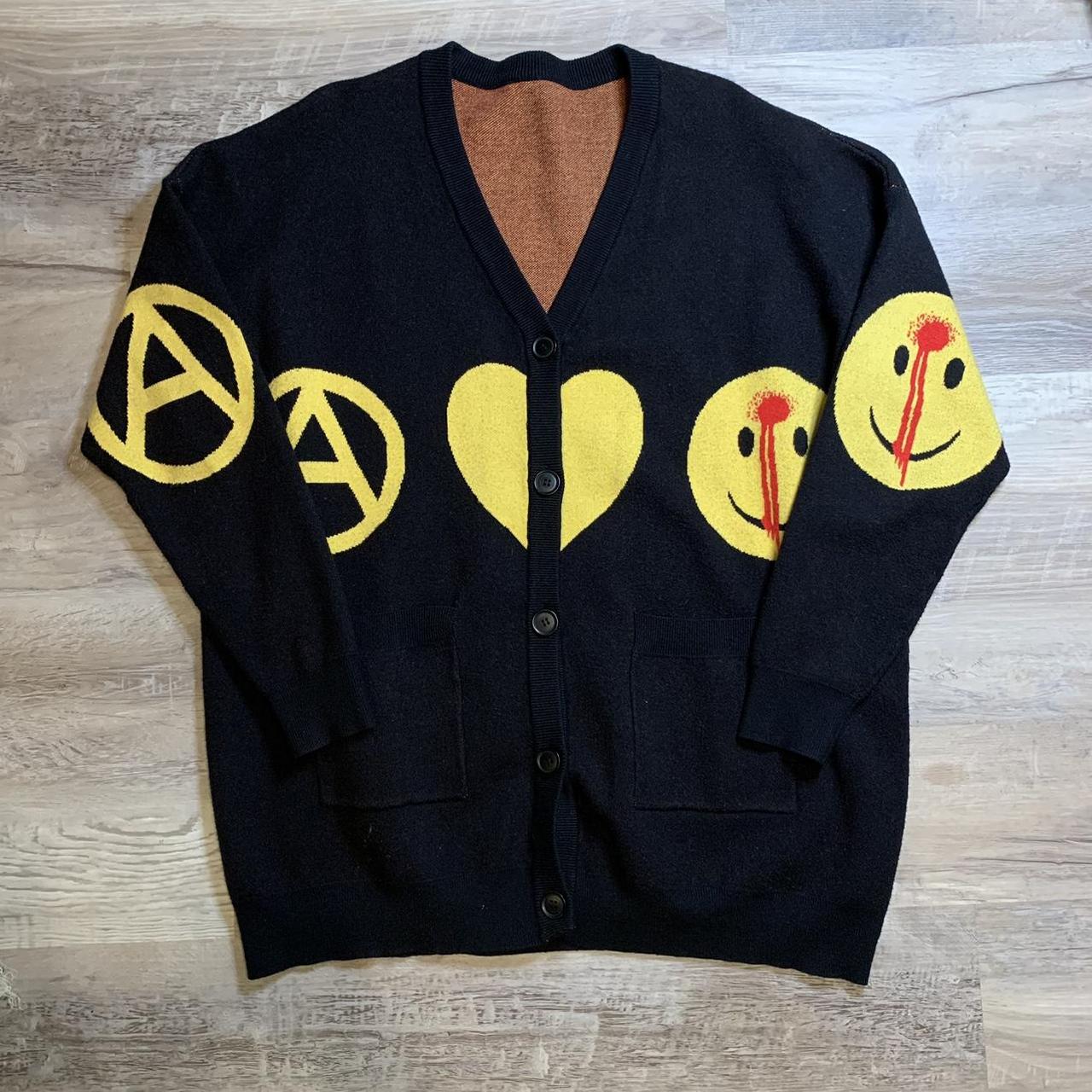 Absent USA smiley headshot anarchy cardigan... - Depop