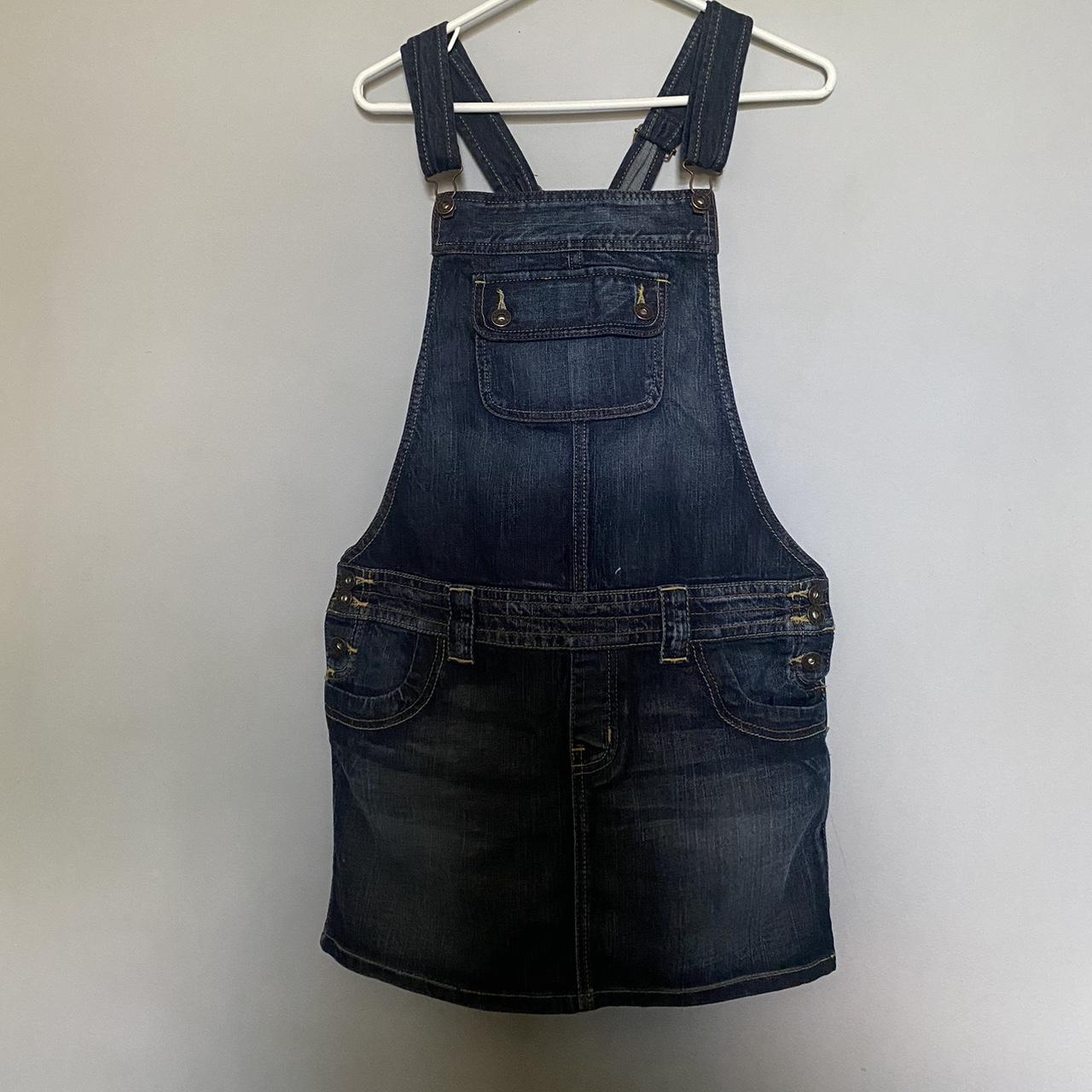 GUESS JEANS DENIM OVERALL SKIRT Marked as size... - Depop