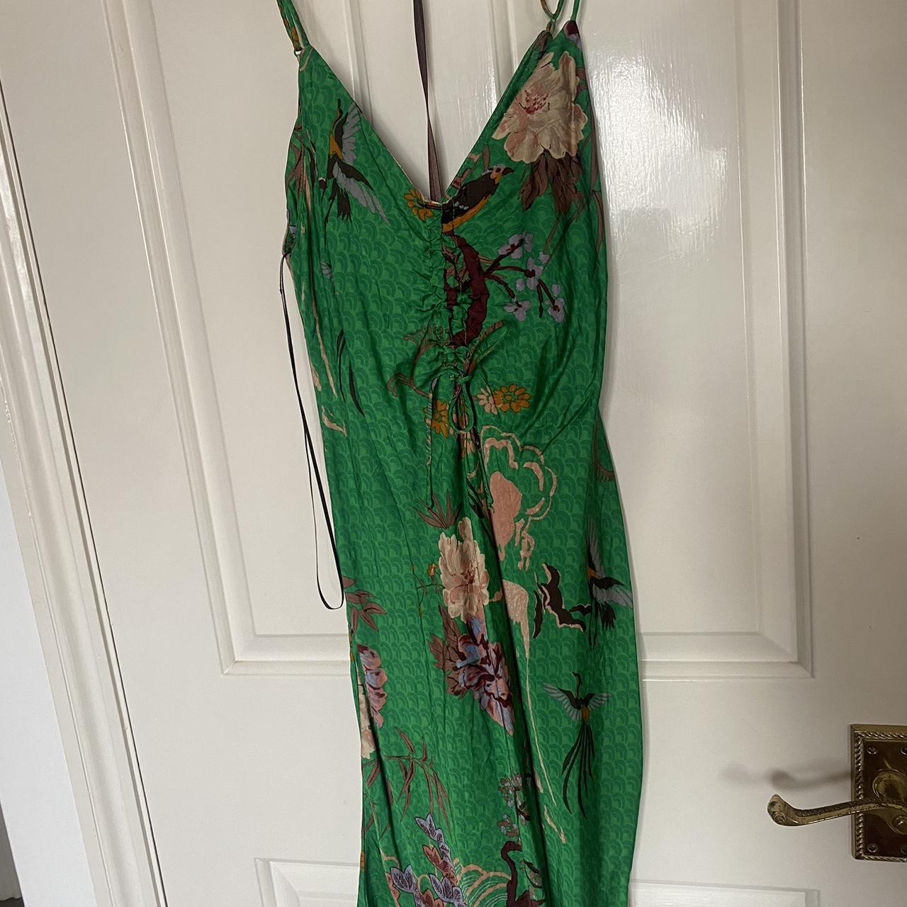 Green Satin Zara Dress Size Small Only Worn On Depop 0343