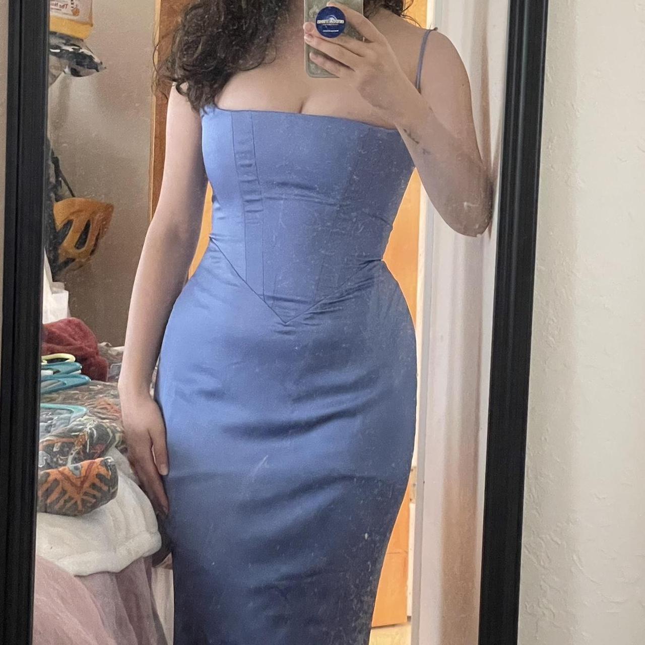 House of CB Olivette Periwinkle Satin Corset Depop