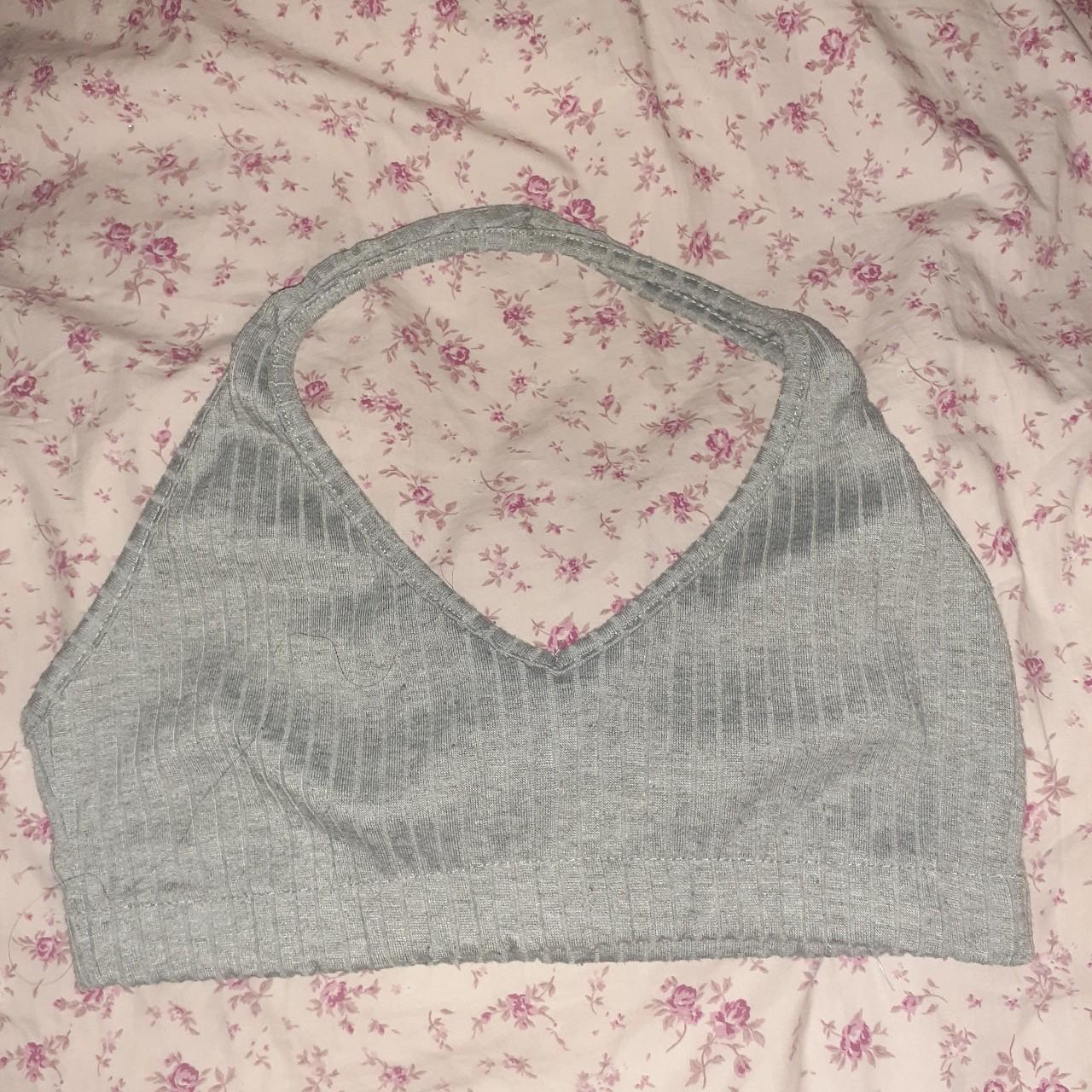 Grey ribbed bralette Brand: Missguided Size: US 4 - Depop