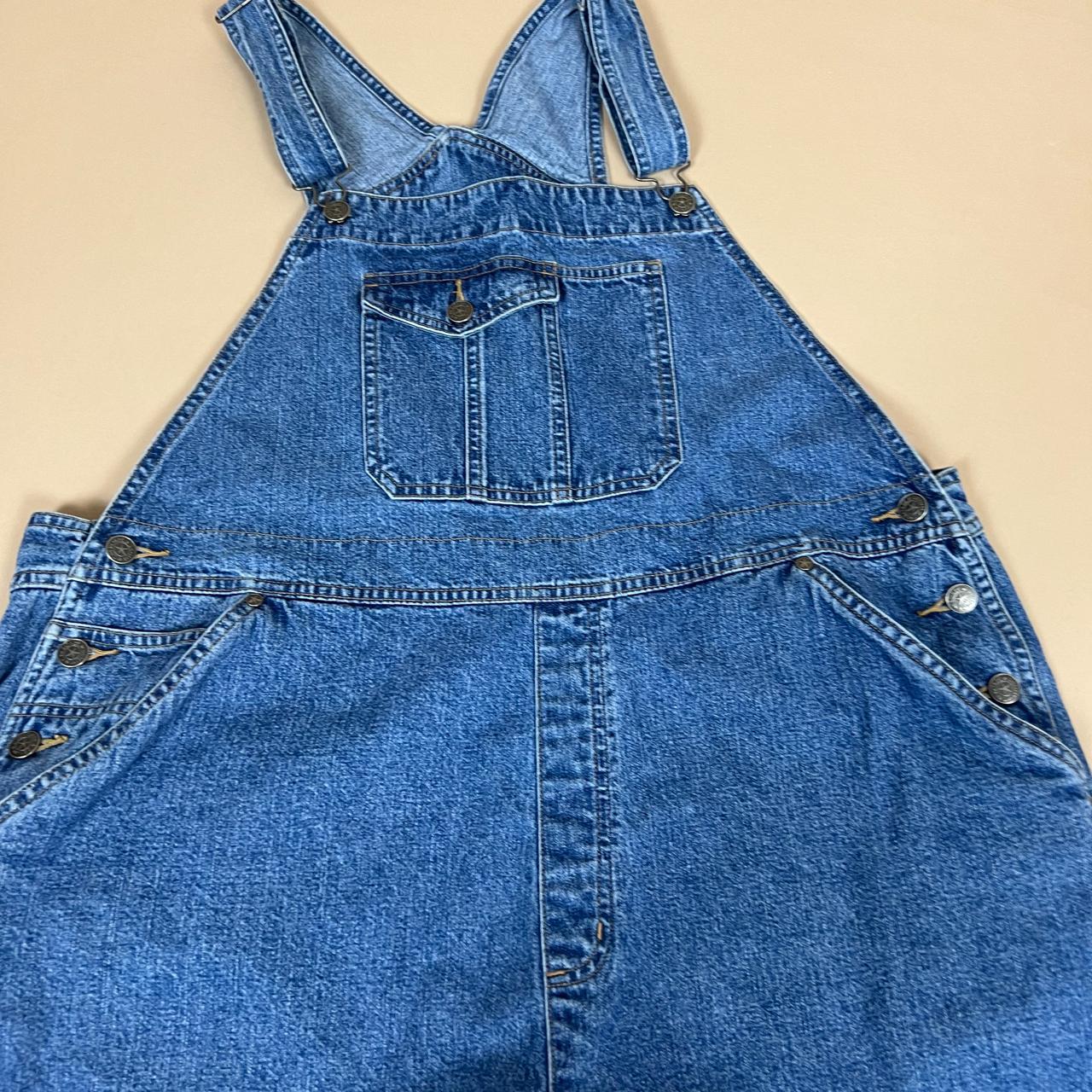 Y2K Plus Size Denim Overall Shorts Condition:... - Depop