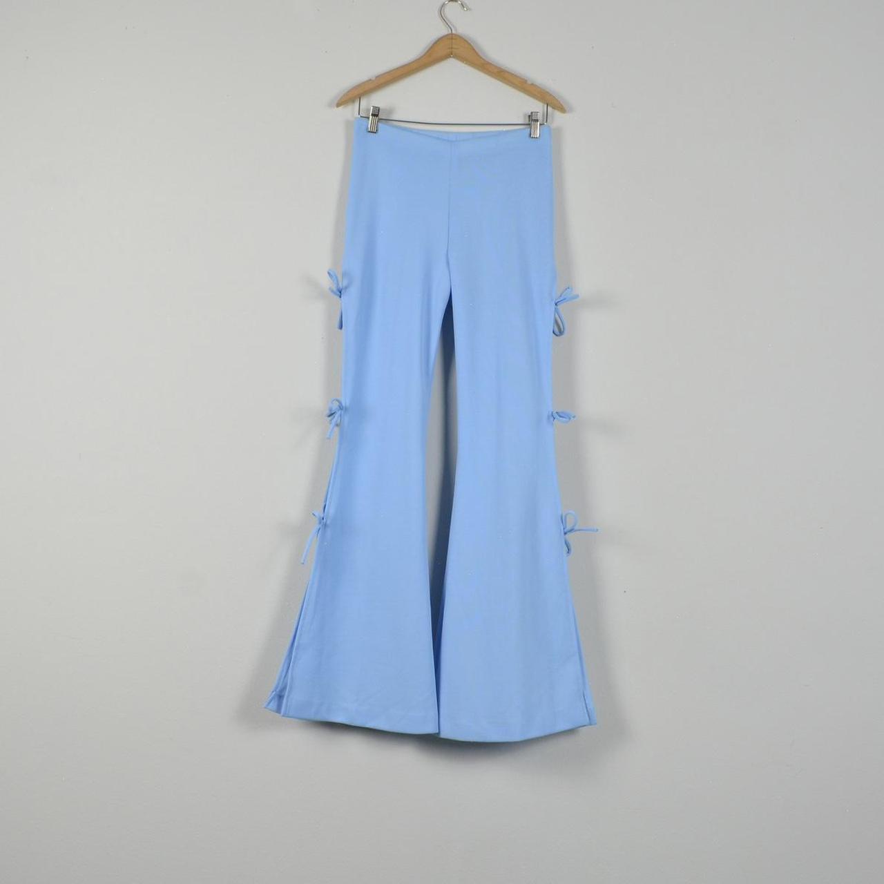 Vintage 1970's Baby Blue Palazzo Bell Bottom Pants. - Depop