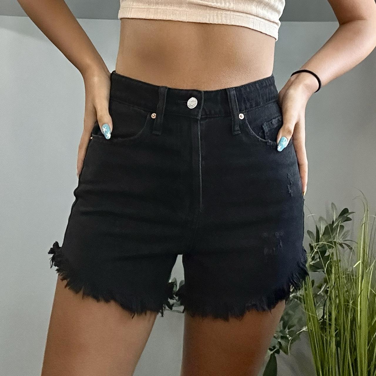 black Wild Fable ripped denim shorts with a raw