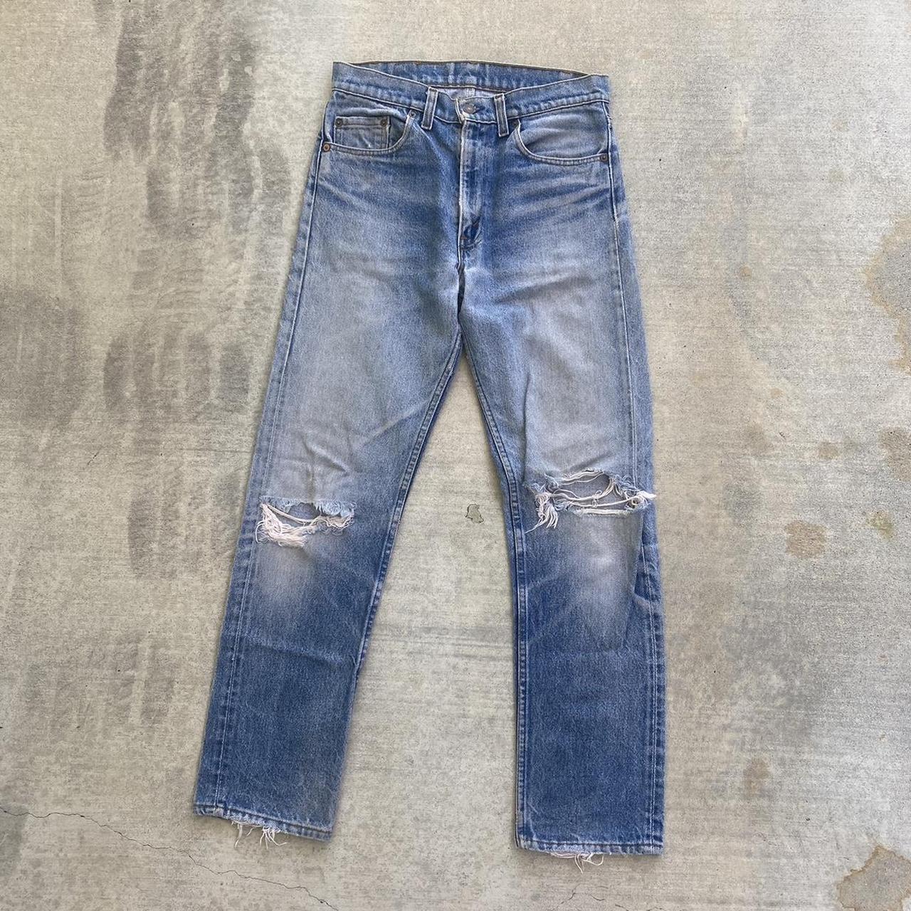 Vintage Levi’s 505 Distressed Faded Jeans Made In... - Depop