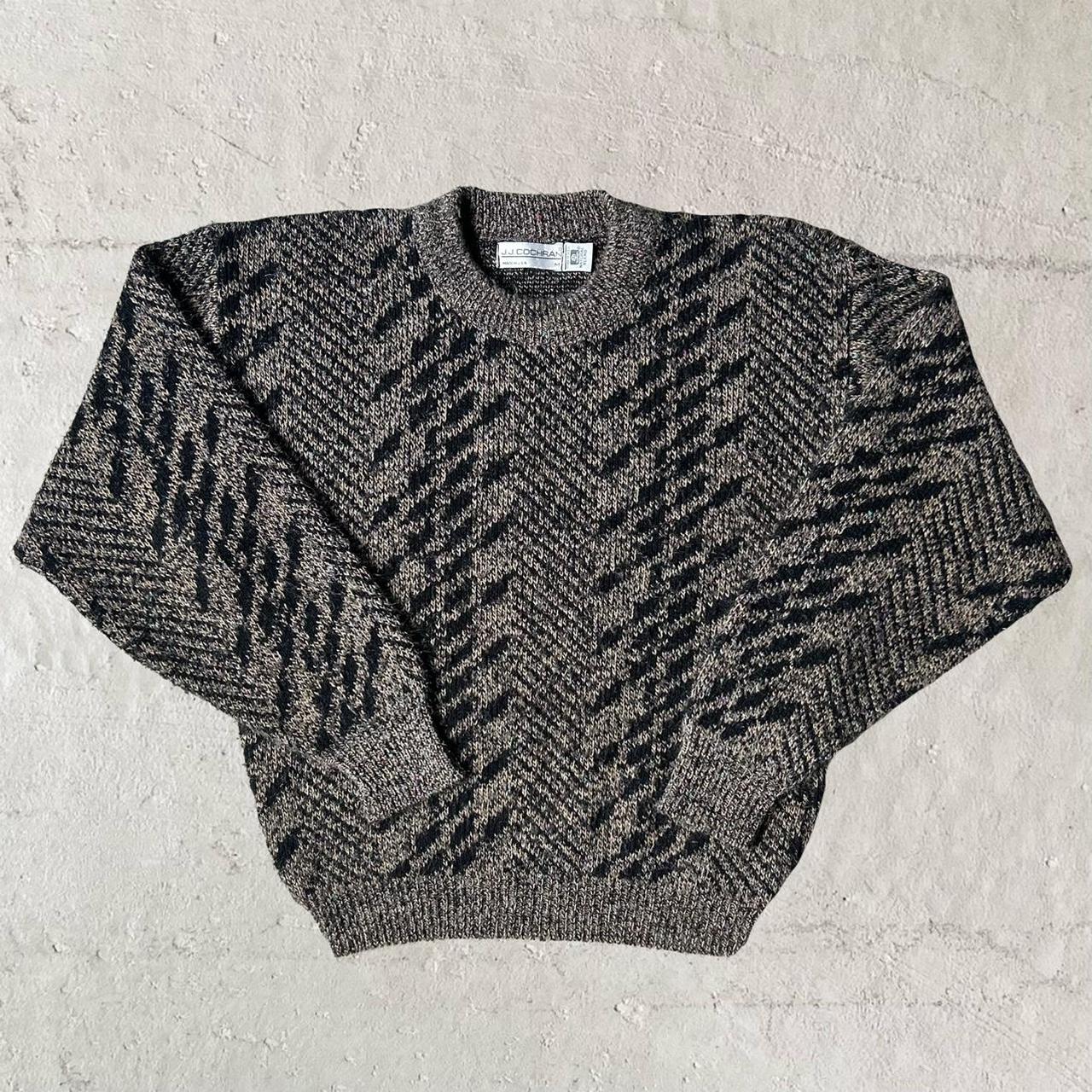 J.J COCHRAN grandpa sweater vintage 90s brown knit... - Depop