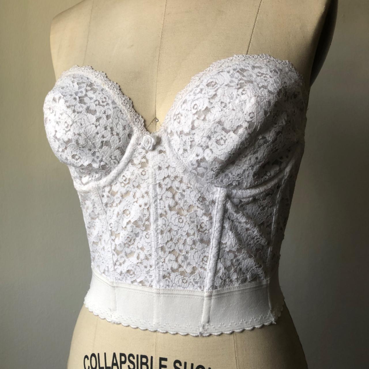 Vintage White Lace Corset Bustier By Fredericks Of Depop