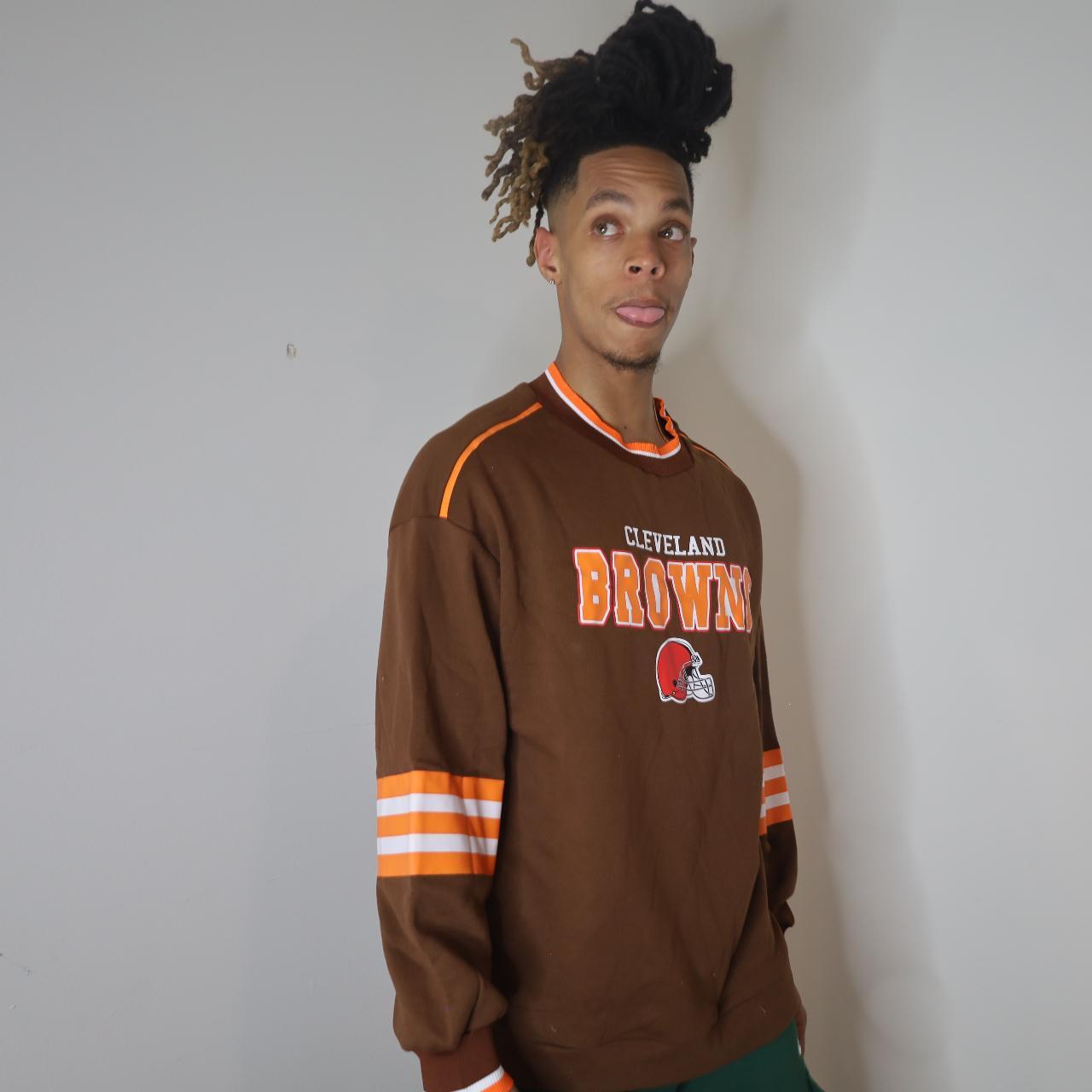 cleveland browns crewneck sweatshirt brown / - Depop