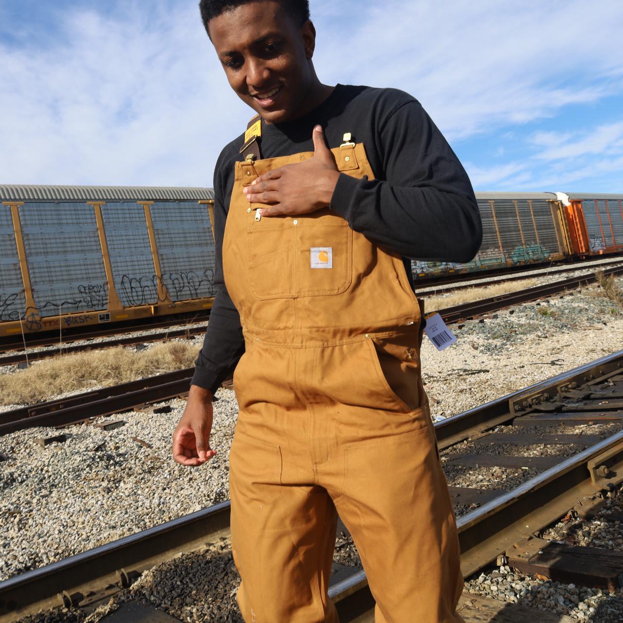 Vintage Carhartt overalls Tan 34x 34 tan. Depop