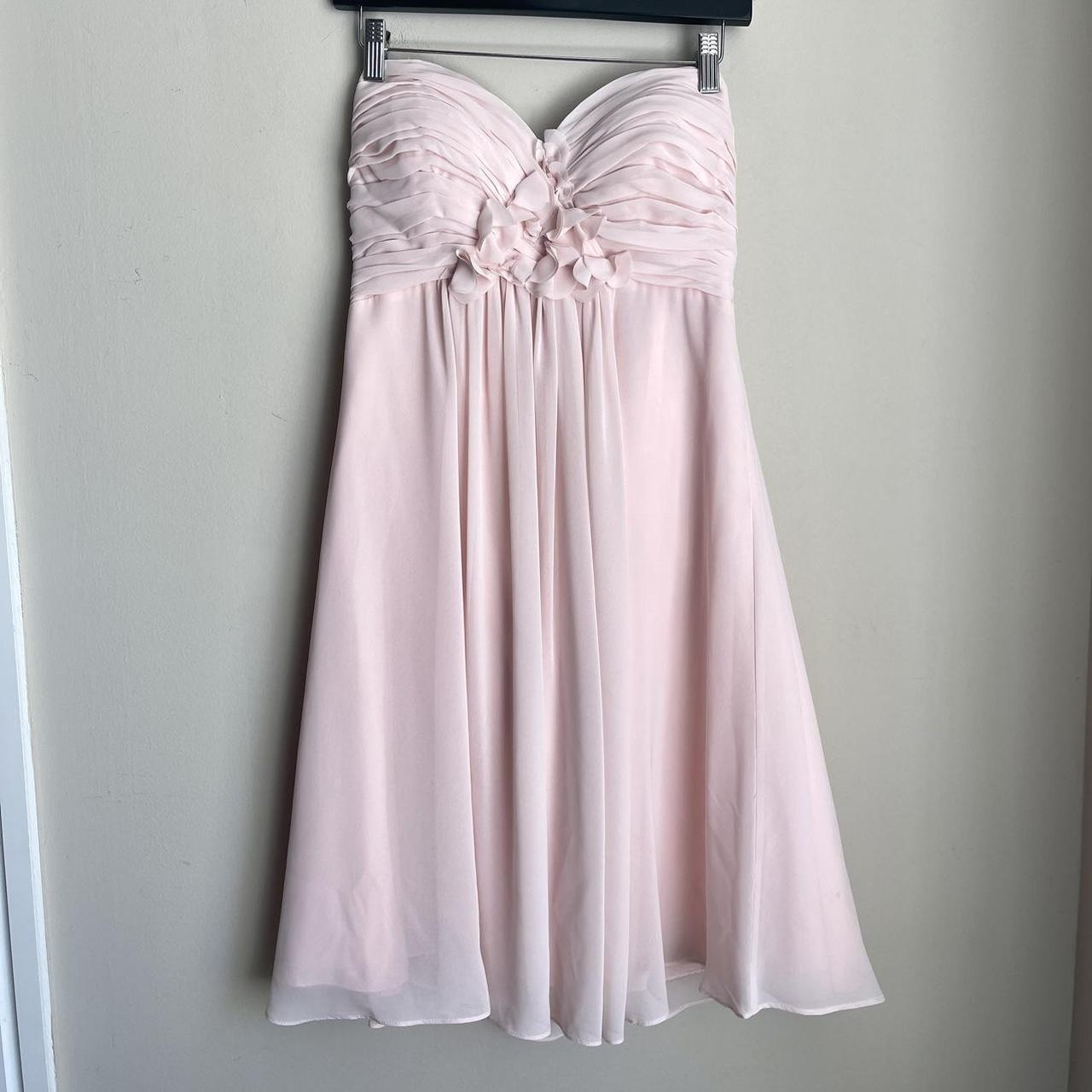 Bill Levkoff Petal Pink Strapless Chiffon Dress with. Depop