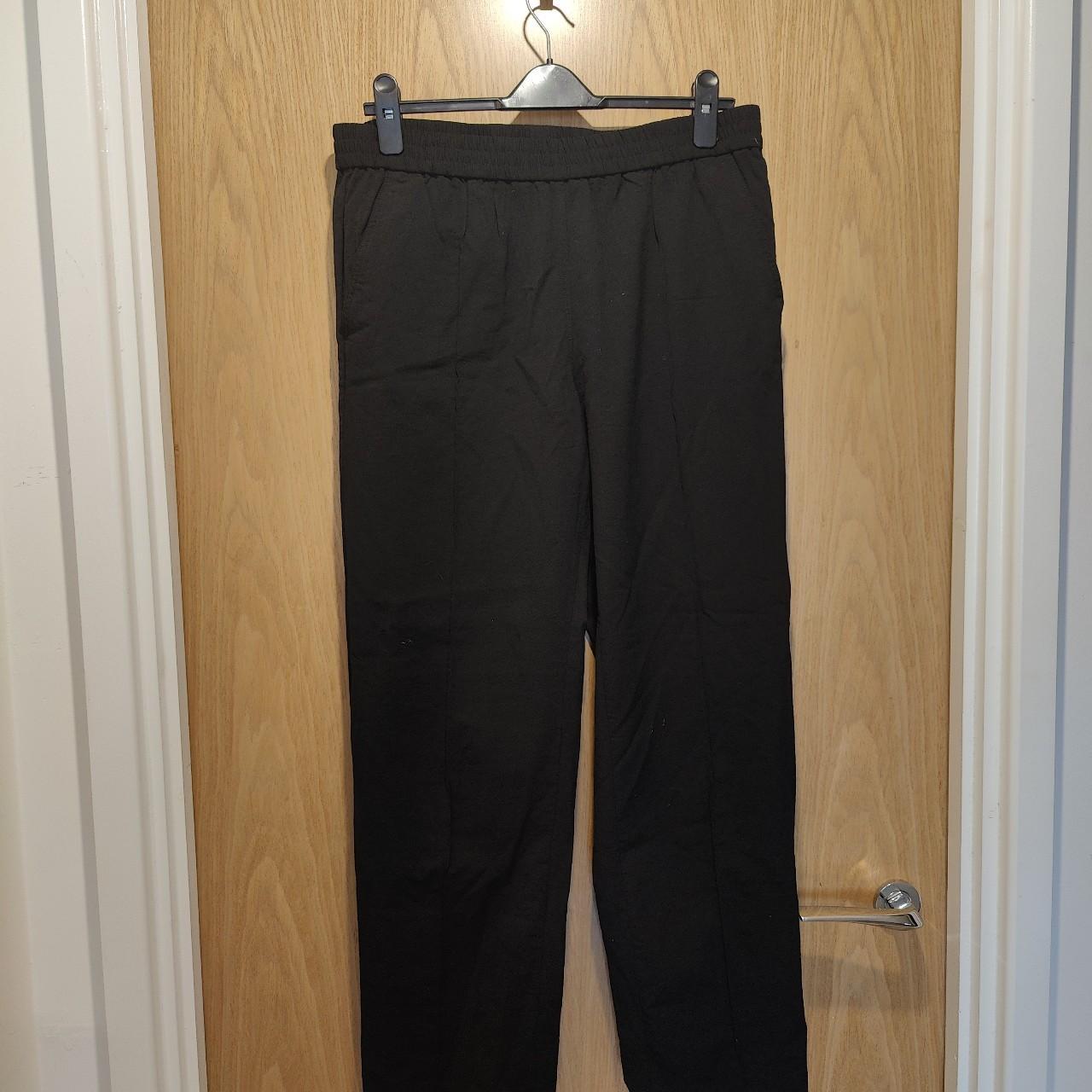 Black, elasticated waist smart casual trousers - Depop