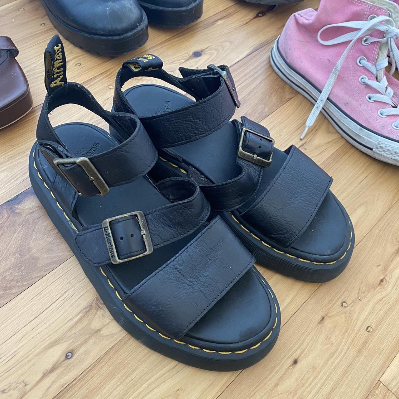 Dr marten gryphon quad sandals black size 8 - Depop