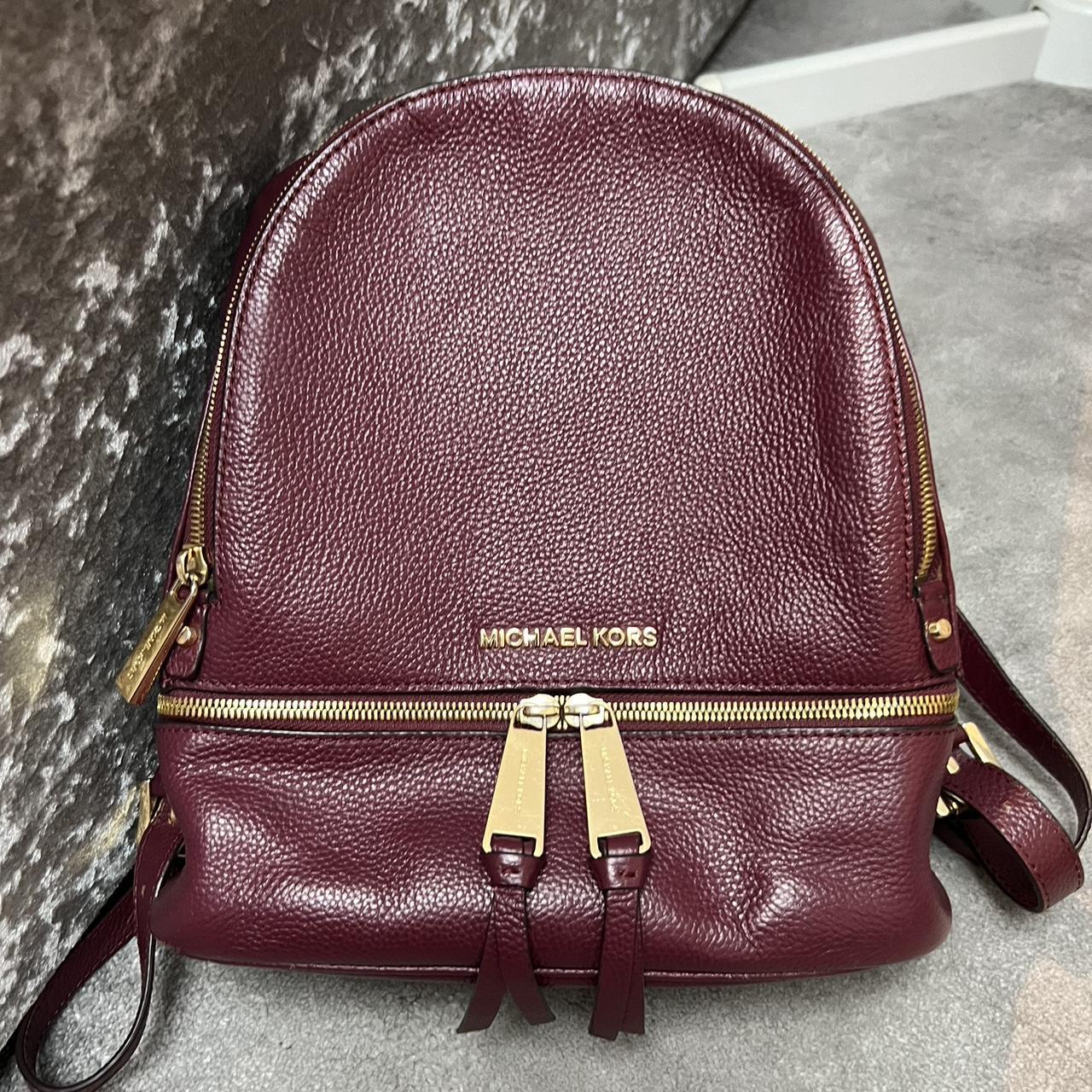 Michael Kors Large Red Rhea Backpack Classic maroon. Depop