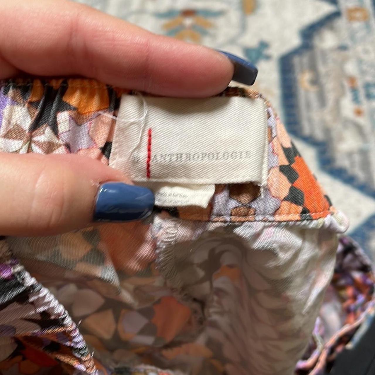 colorful printed pants from anthropologie, size 10 - Depop