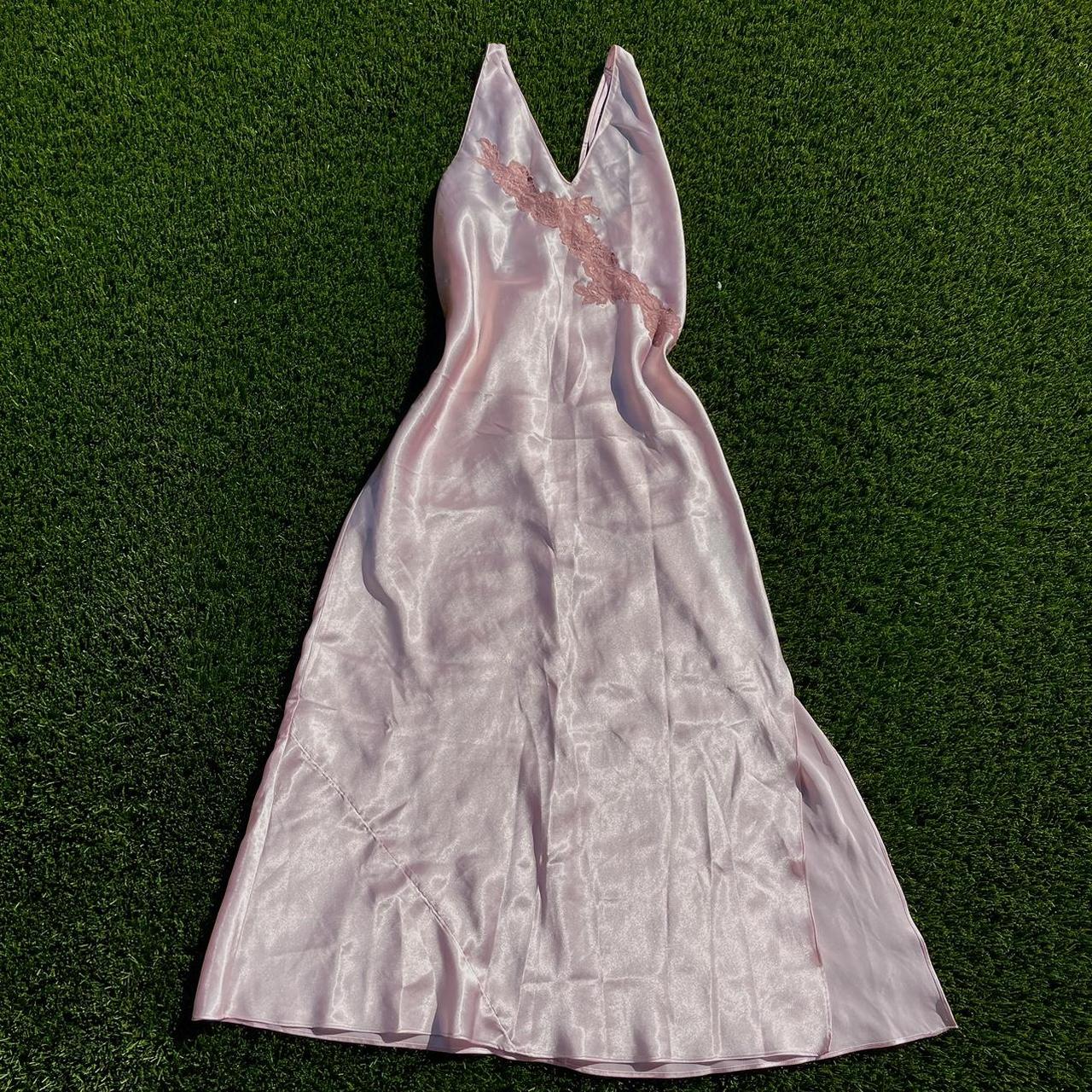 Vintage Pink Slip Dress Lightly worn Size:... - Depop