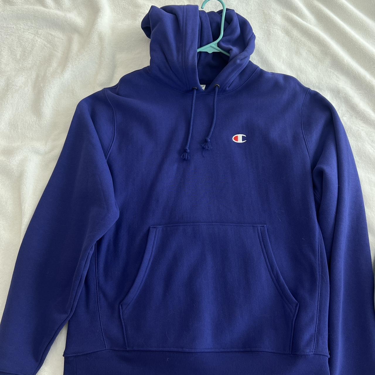 Dark Purple Woven Champion Hoodie - in great... - Depop