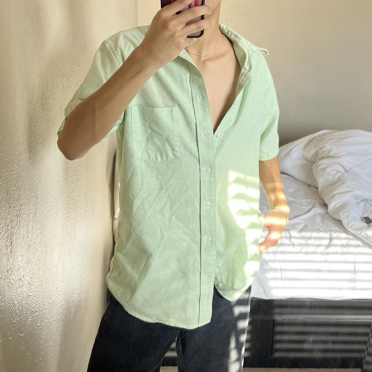 Mint green button up / shirt minimalist green... Depop
