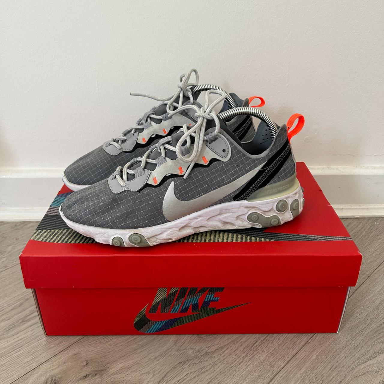 Nike React Element 55 UK 7 Light Grey Used but... - Depop