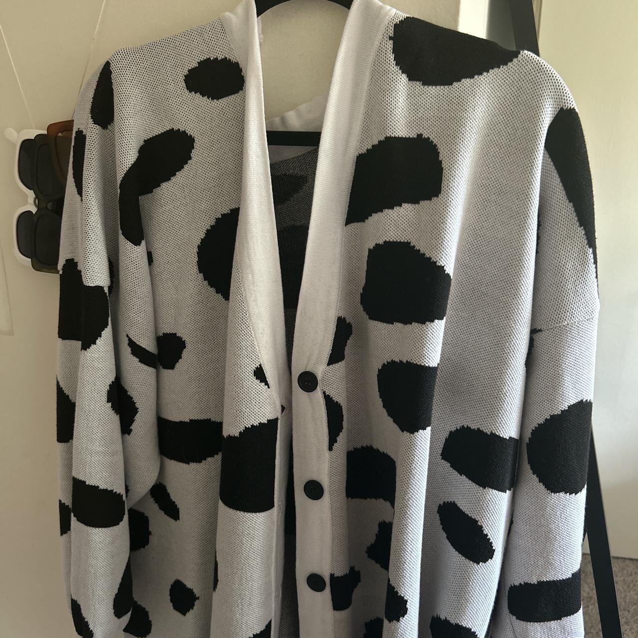 Cow print cardigan - Depop