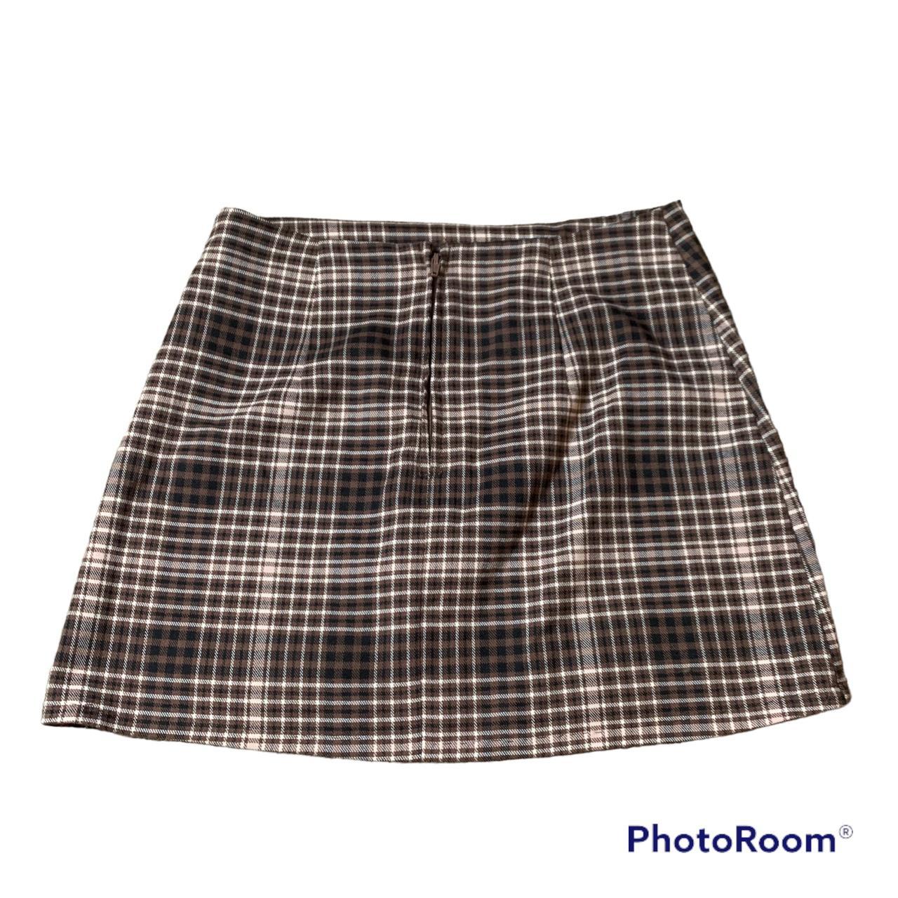 ⭐️PLAID MINI SKIRT⭐️ Y2K Brown And Neutral Plaid... - Depop