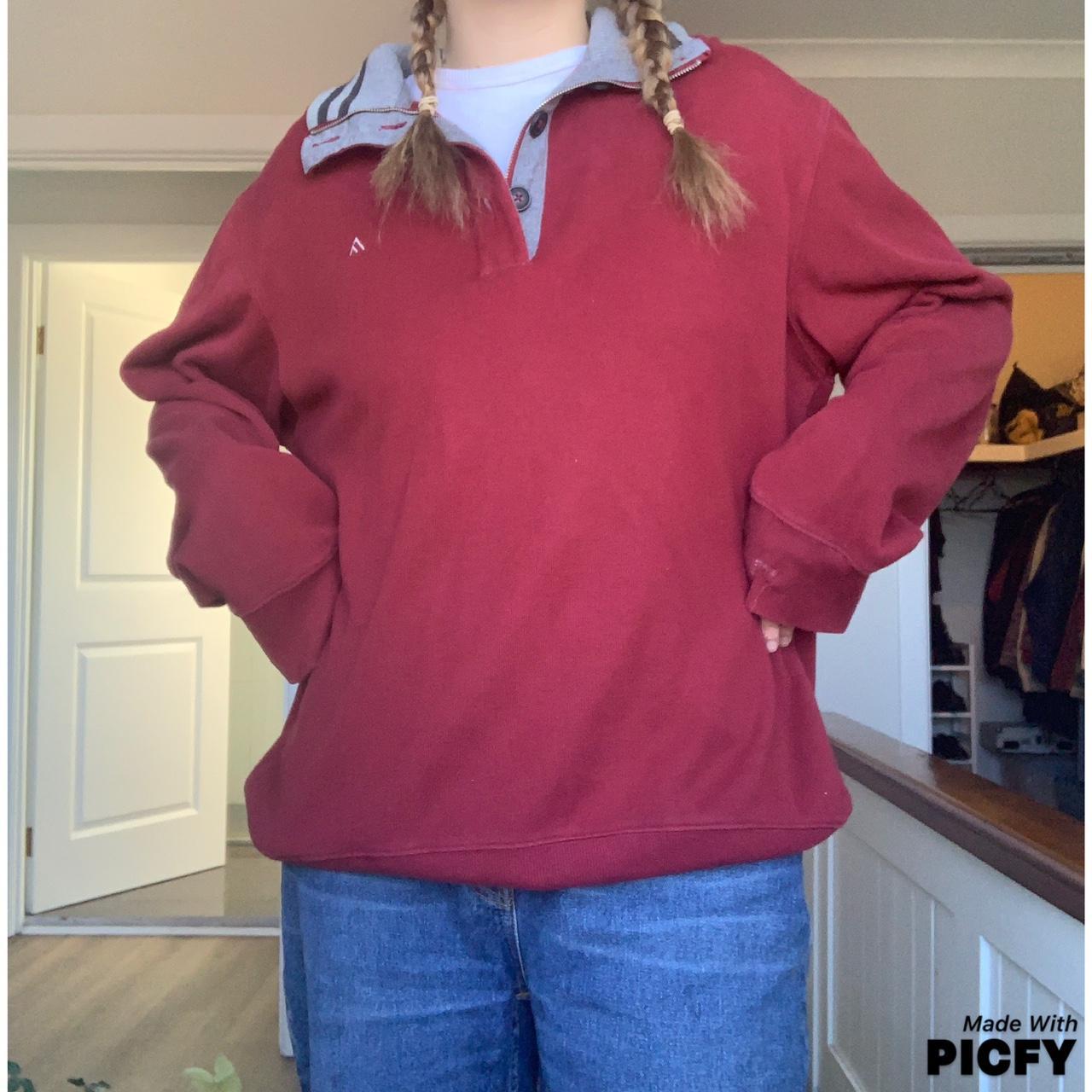 baggy red jumpy with a zip - XL has been restitched... - Depop