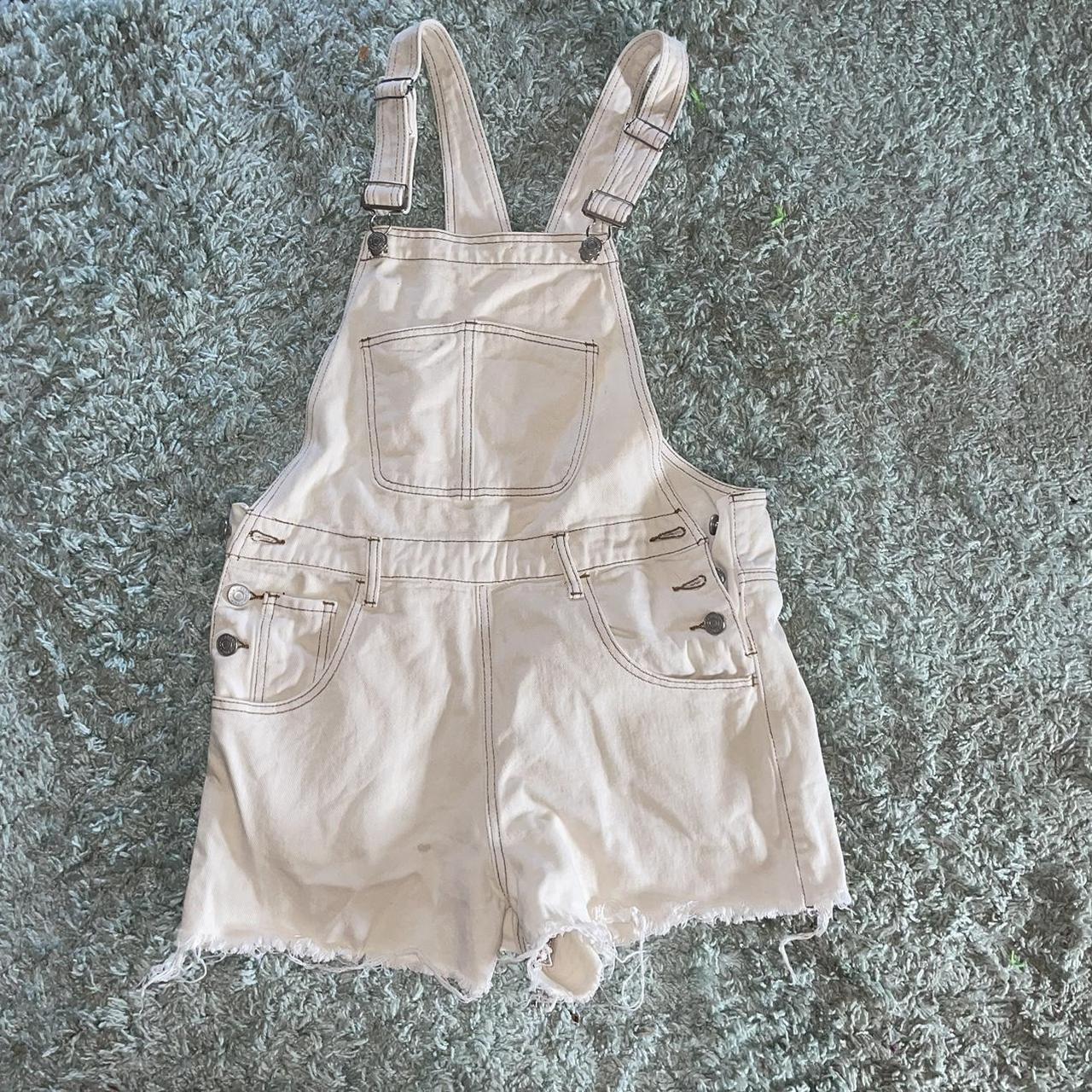 PacSun Women's Cream Dungareesoveralls Depop