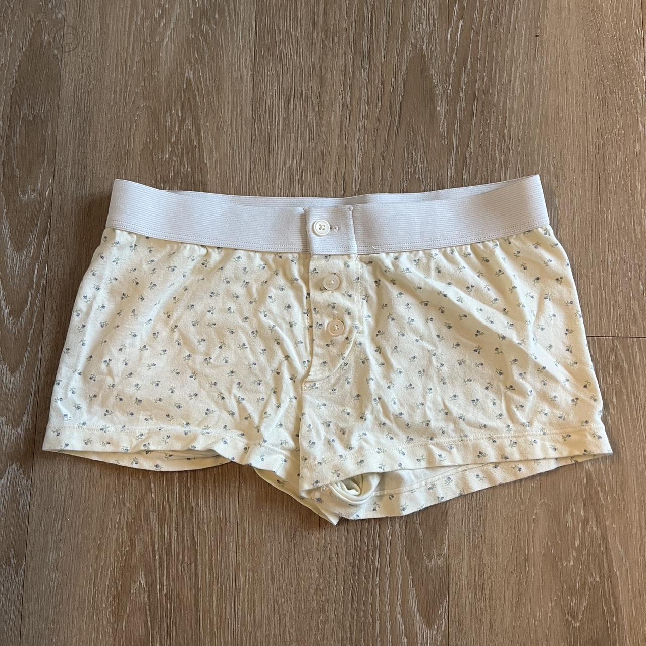 brandy melville boxers cream color with floral... Depop