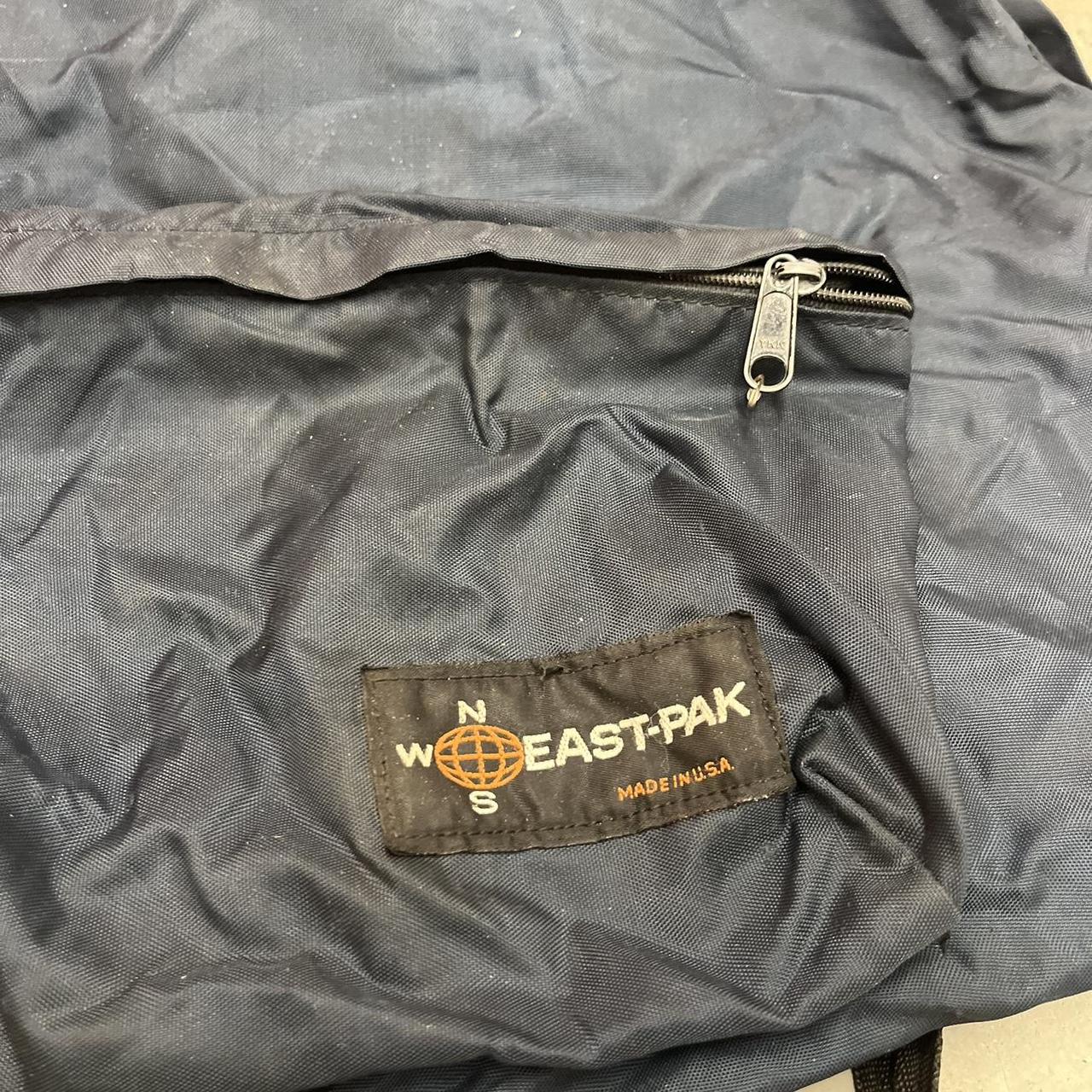 Vintage Eastpak navy blue canvas backpack book bag. Depop