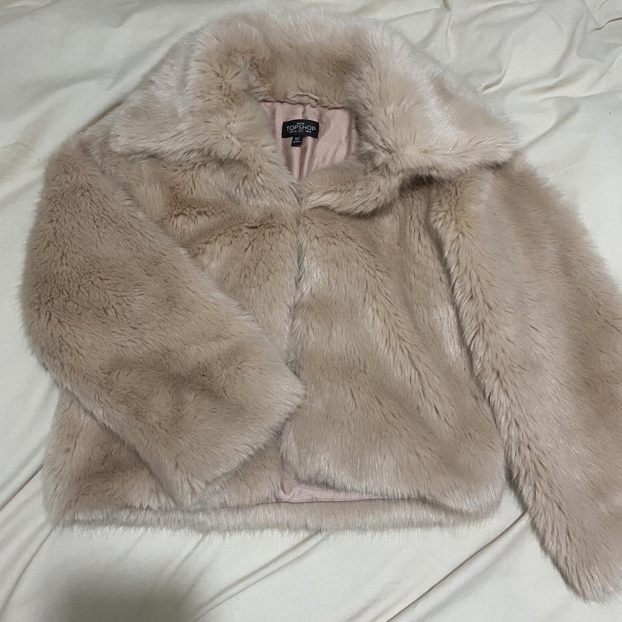 Dusty Pink Fur Jacket with collar Depop