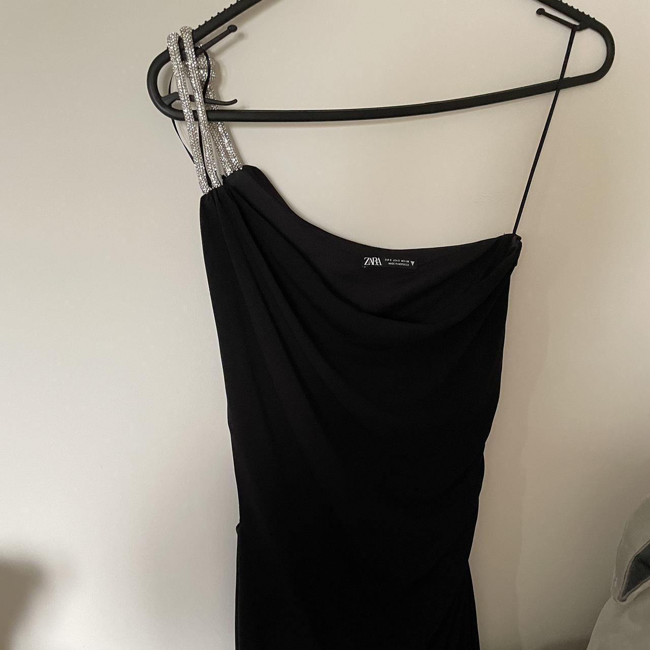 Zara black cut out mini dress with diamanté straps 🖤... Depop